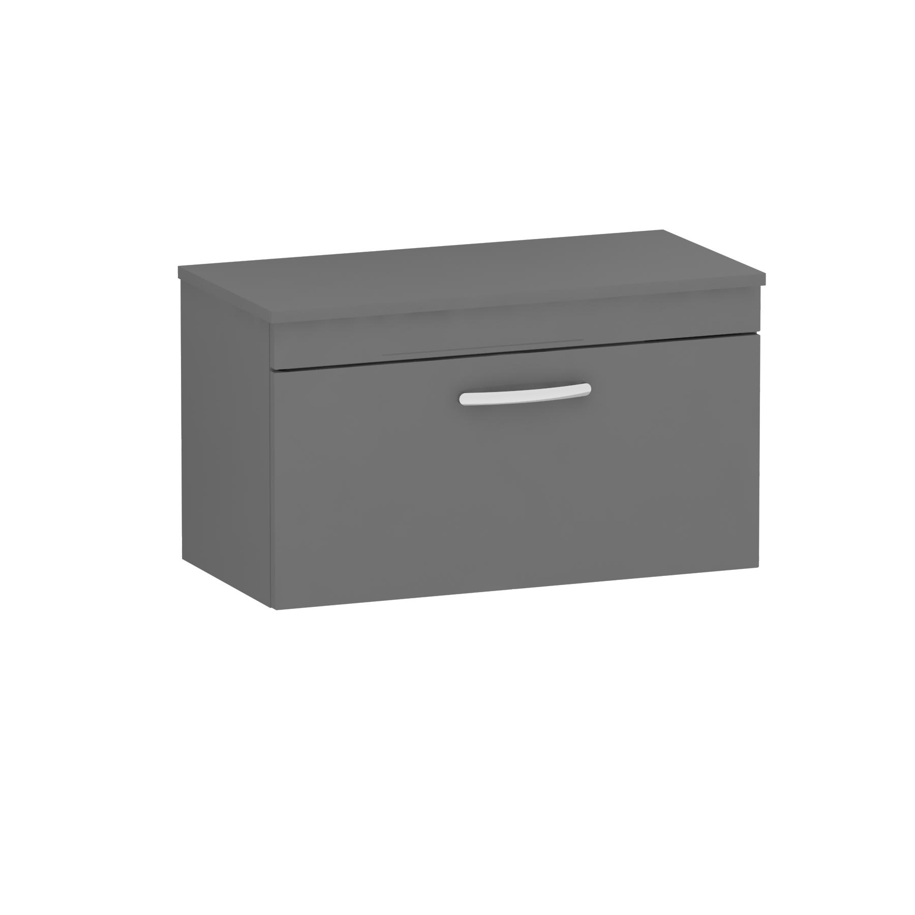 Turin 800mm Indigo Grey Gloss 1 Drawer Wall Hung Countertop Vanity Unit