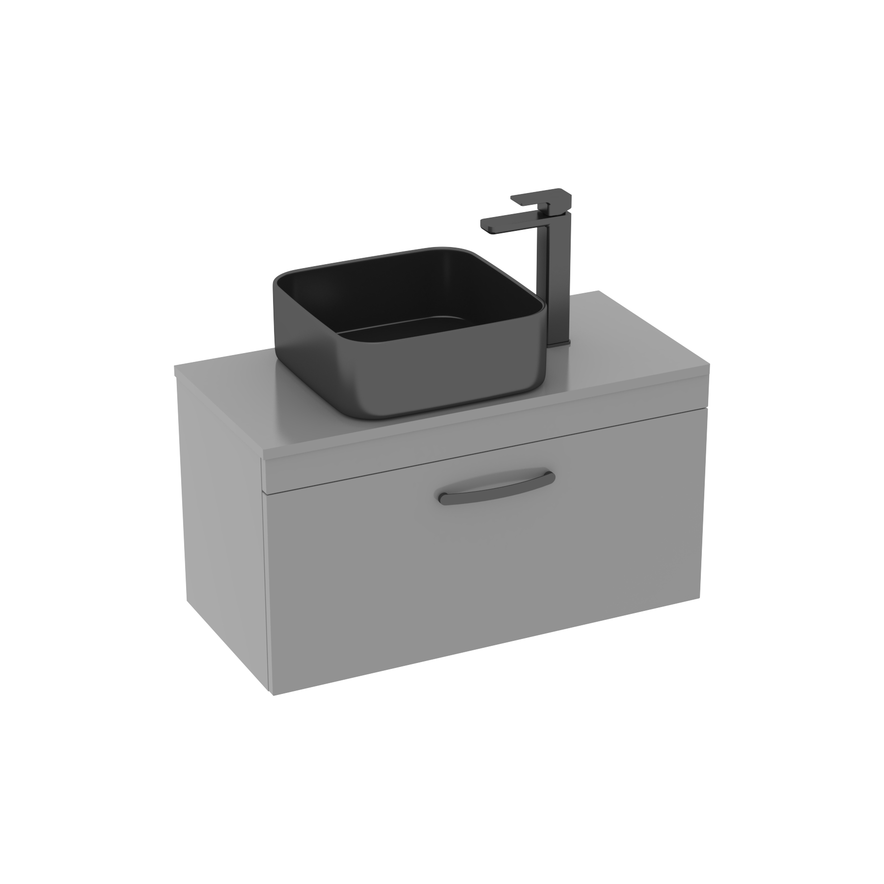 Turin 800mm Indigo Grey Gloss 1-Drawer Wall Hung Unit & Art Square Countertop Basin