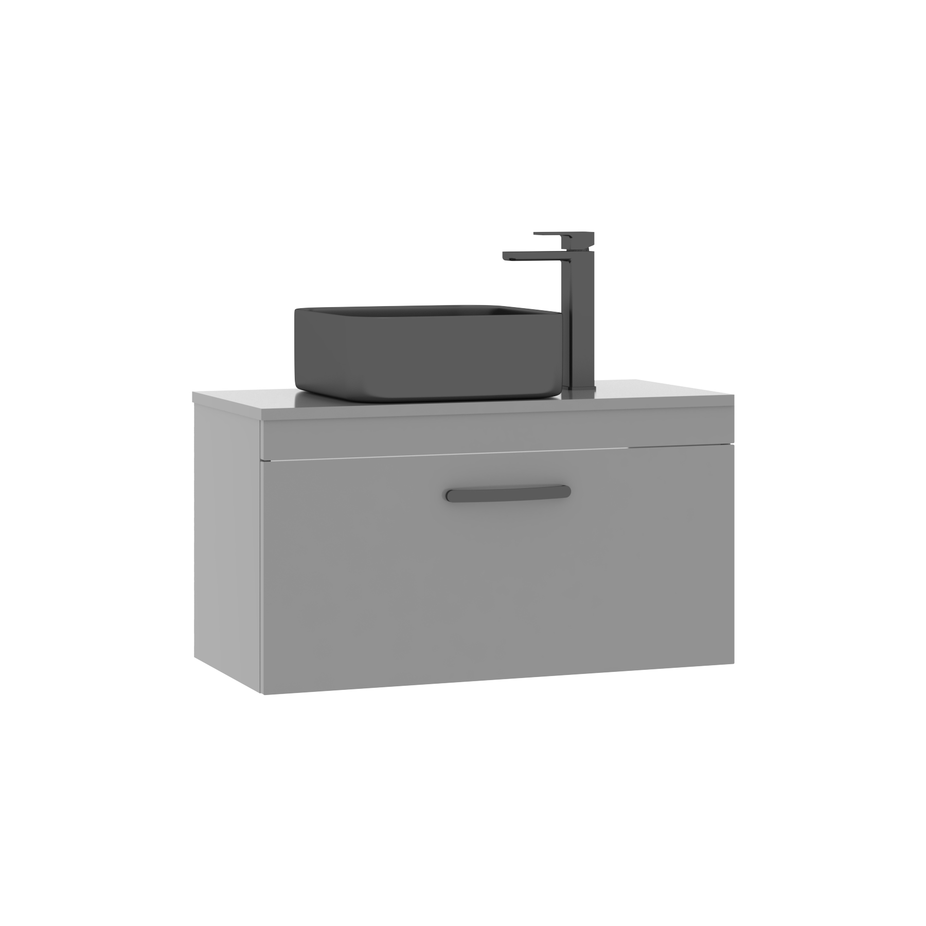 Turin 800mm Indigo Grey Gloss 1-Drawer Wall Hung Unit & Art Square Countertop Basin