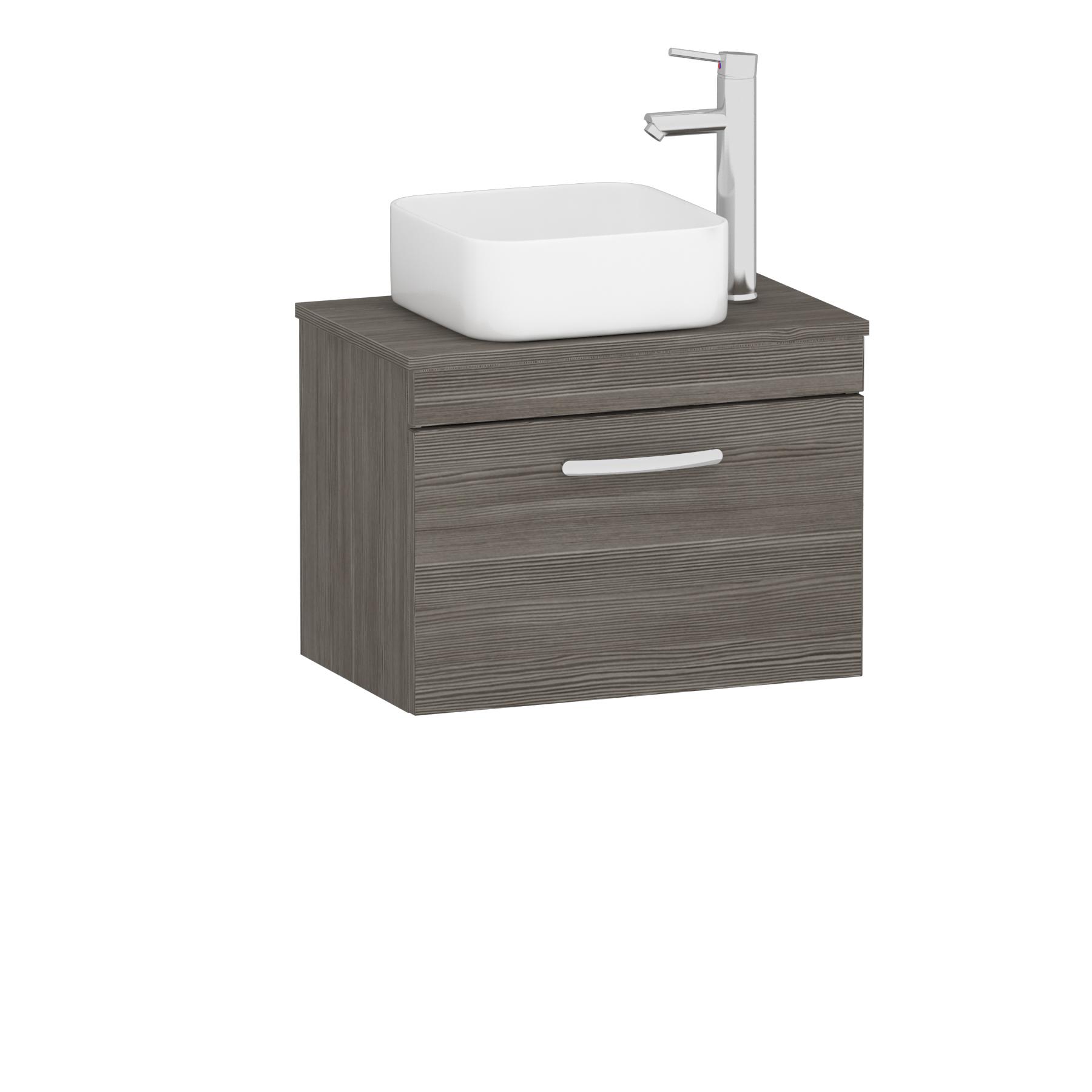500/600/800mm Wall Hung Vanity Unit 1 Drawer Grey Elm & Countertop Basin - Elena