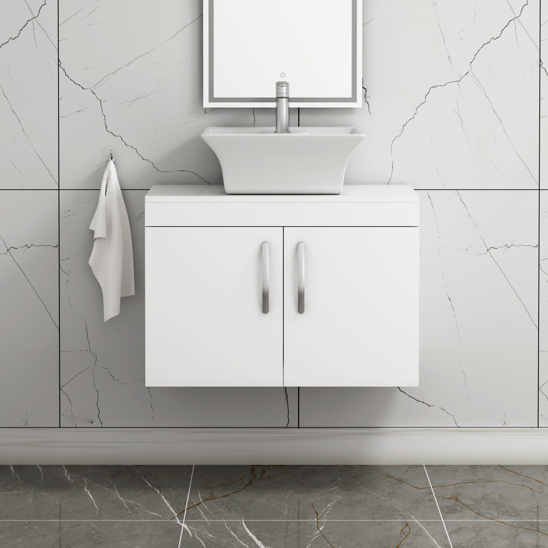 Turin 2 Door Wall Hung Countertop Vanity Unit - Multiple Sizes, Colours & Basin Options