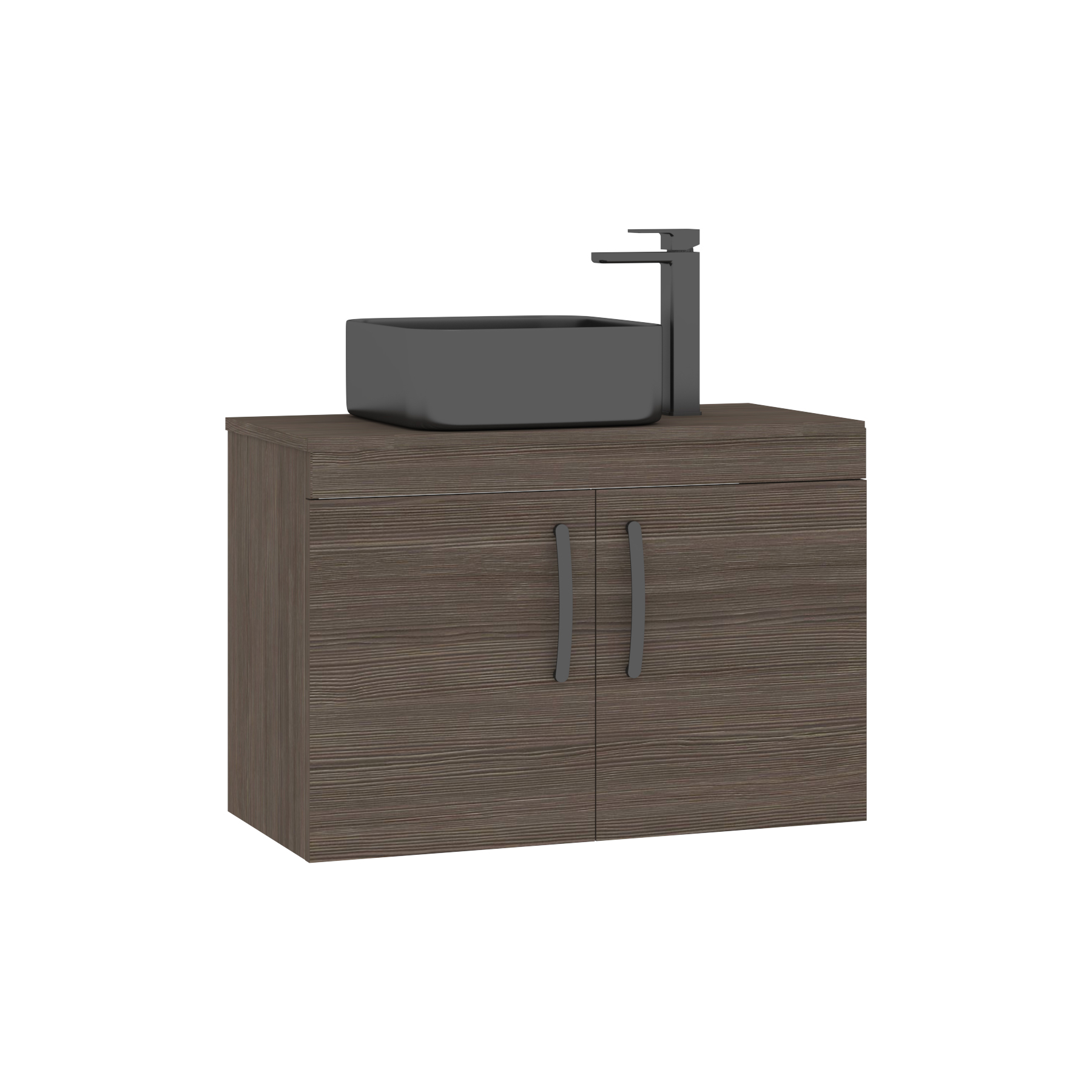 Turin 800mm Wall Hung Vanity Unit 2 Door Grey Elm & Countertop Basin - Art Square 