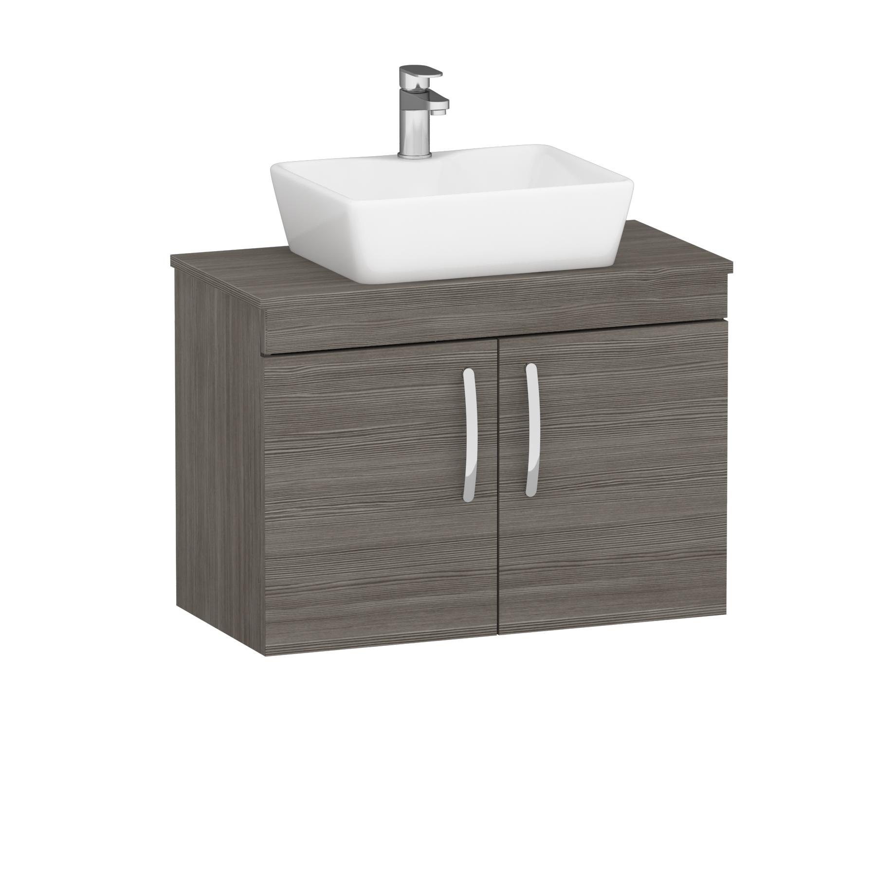 Turin 800mm Wall Hung Vanity Unit 2 Door Grey Elm & Countertop Basin - Cube