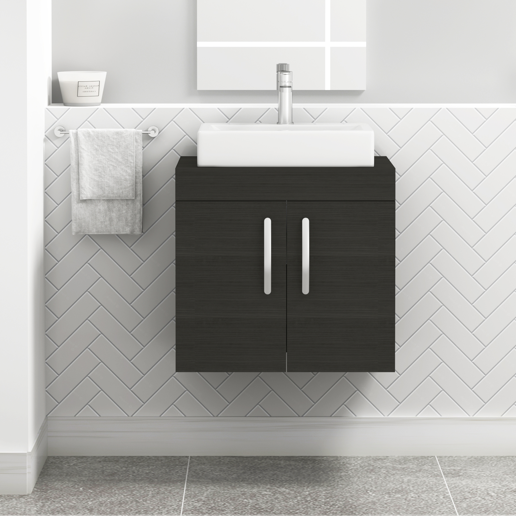 Turin 2 Door Wall Hung Countertop Vanity Unit - Multiple Sizes, Colours & Basin Options