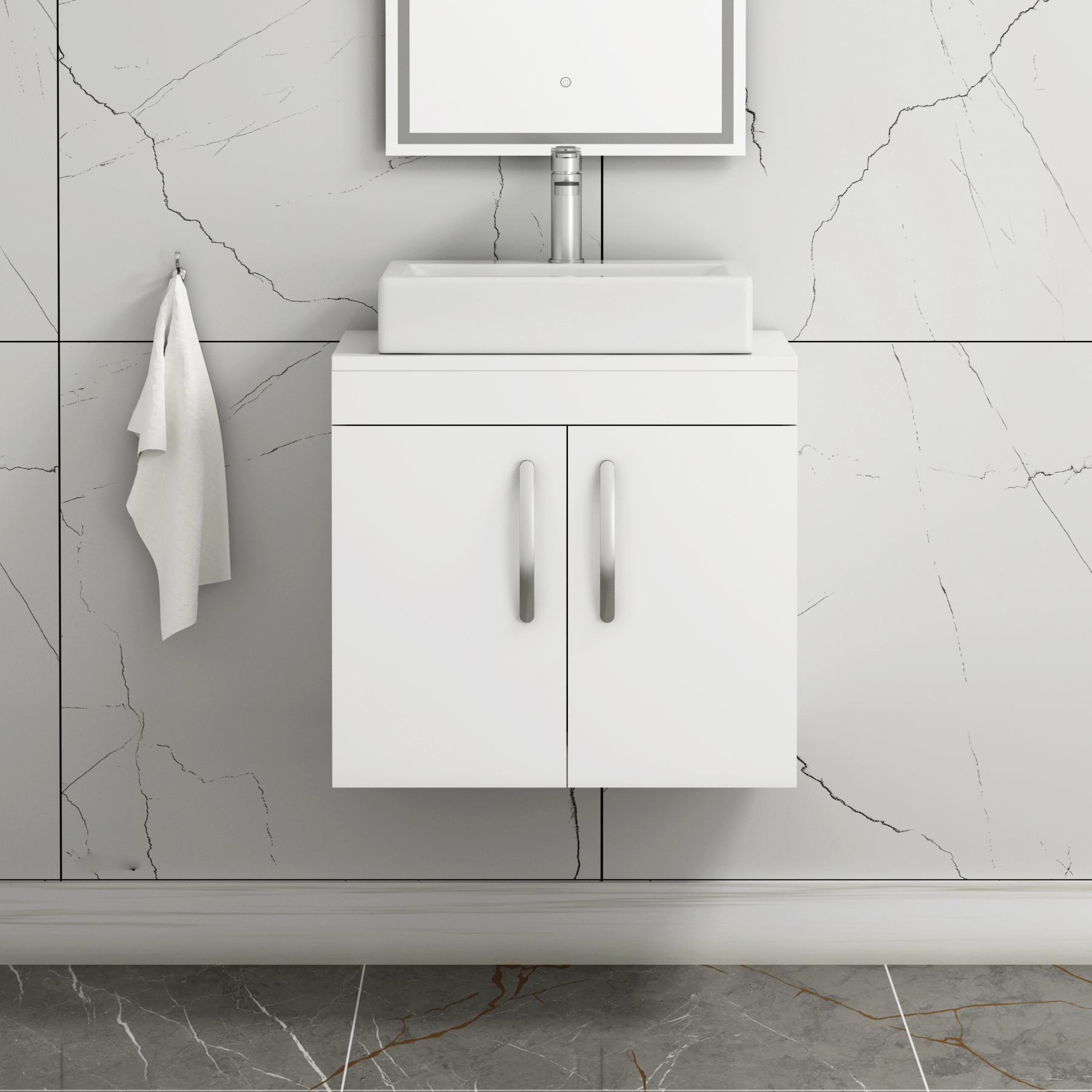 Turin 2 Door Wall Hung Countertop Vanity Unit - Multiple Sizes, Colours & Basin Options