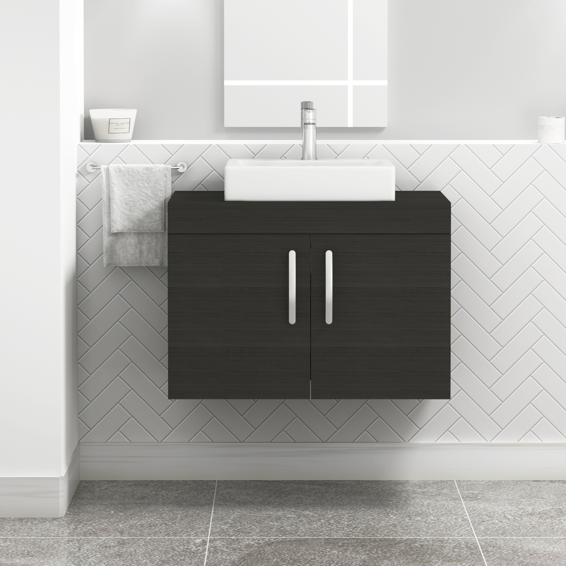 Turin 2 Door Wall Hung Countertop Vanity Unit - Multiple Sizes, Colours & Basin Options