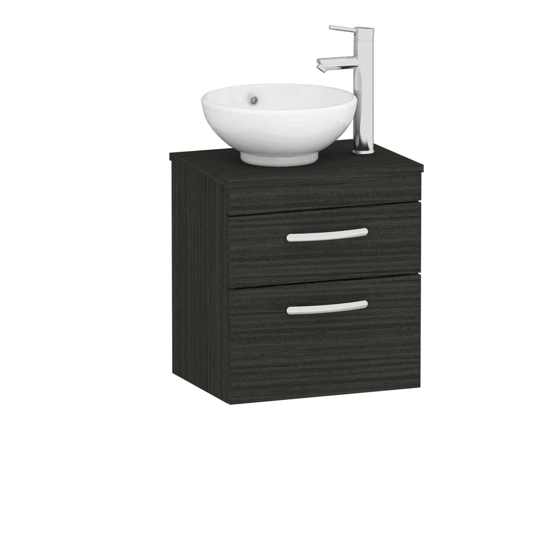 500mm Wall Hung Vanity Unit 2 Drawer Hale Black & Breeze Countertop Basin 