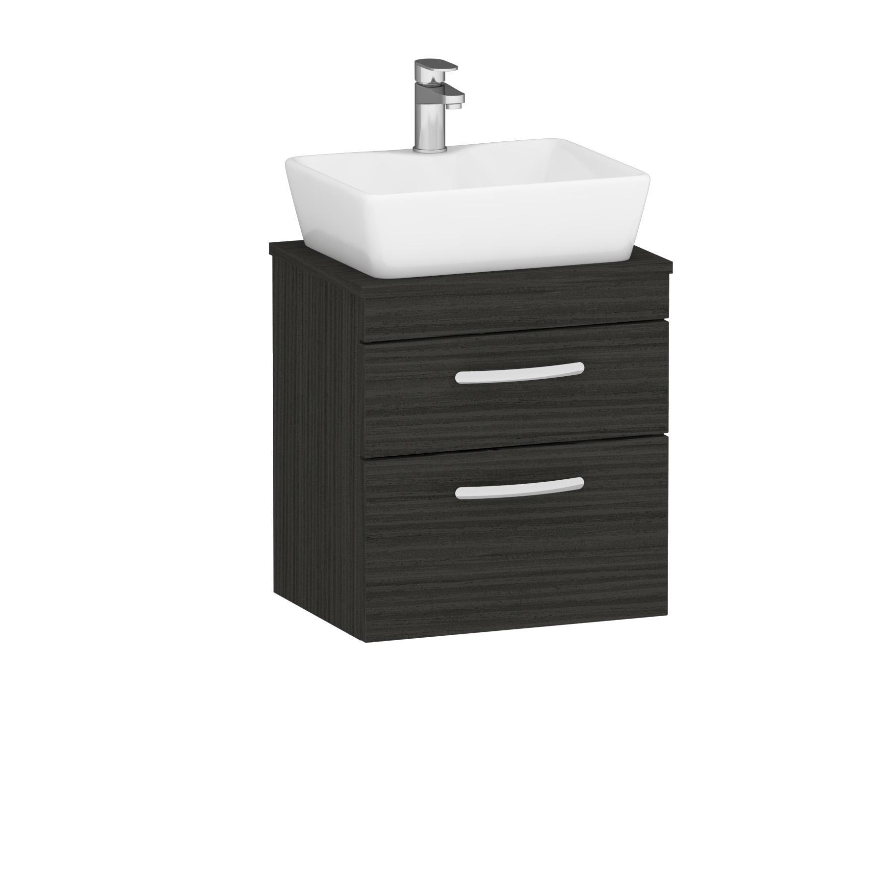 500mm Wall Hung Vanity Unit 2 Drawer Hale Black & Cube Countertop Basin 
