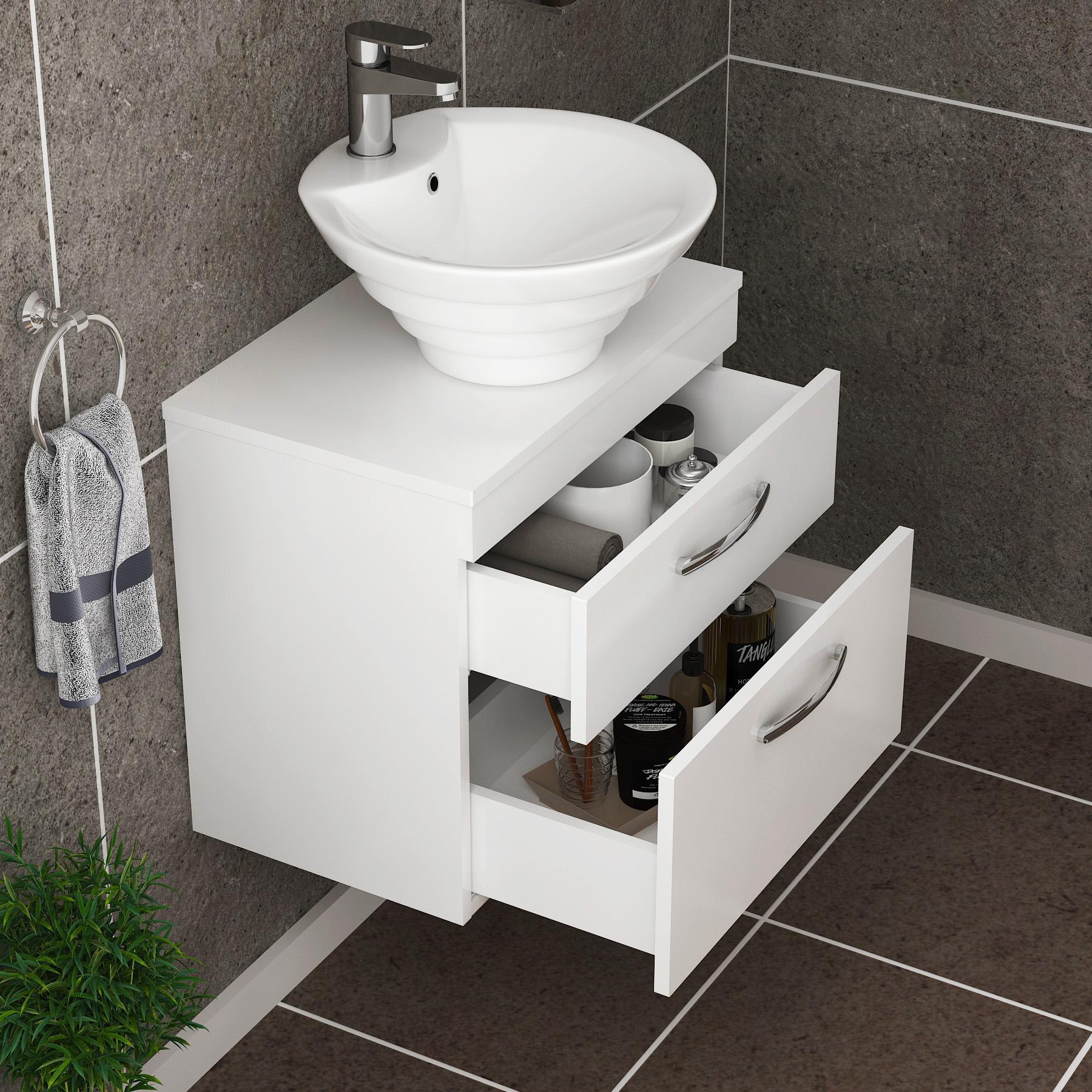 Turin 800mm Wall Hung Vanity Unit 2 Drawers Gloss White & Various Countertop Basins