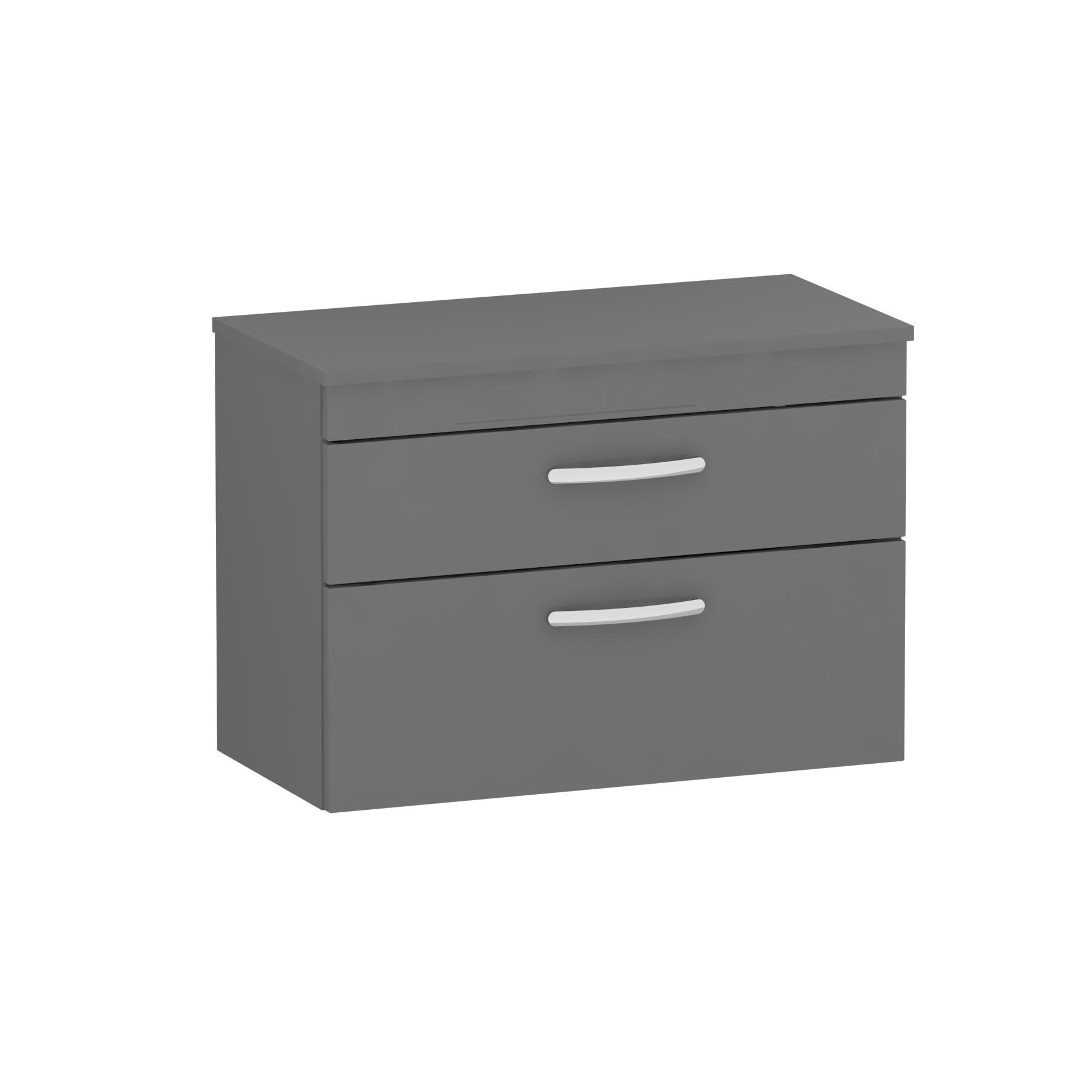 Turin 800mm Wall Hung Vanity Unit 2 Drawer Indigo Gloss Grey - Storage Cabinet