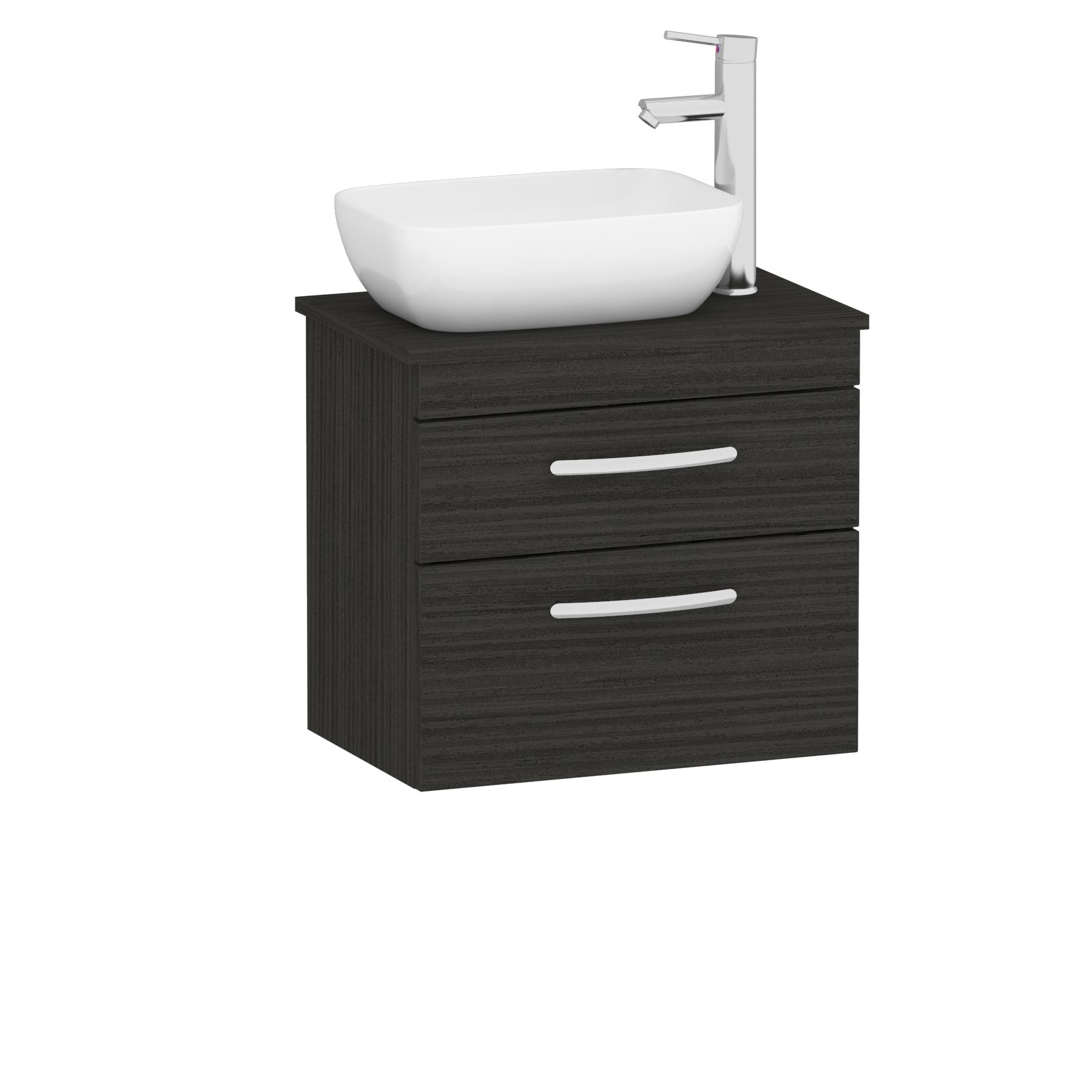 600mm Wall Hung Vanity Unit 2 Drawer Hale Black & Elva Countertop Basin 