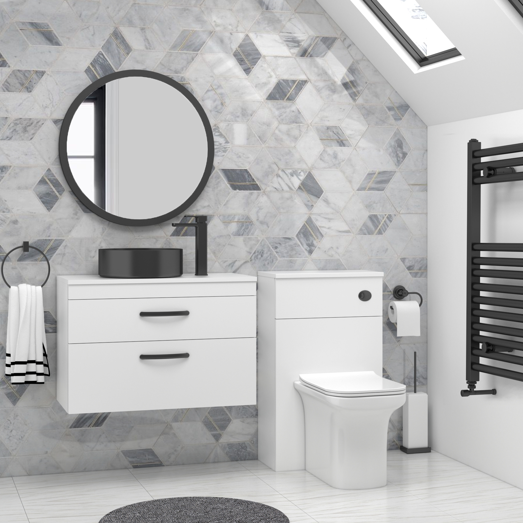 Turin 800mm Wall Hung Vanity Unit 2 Drawer Gloss White & optional Countertop Basin