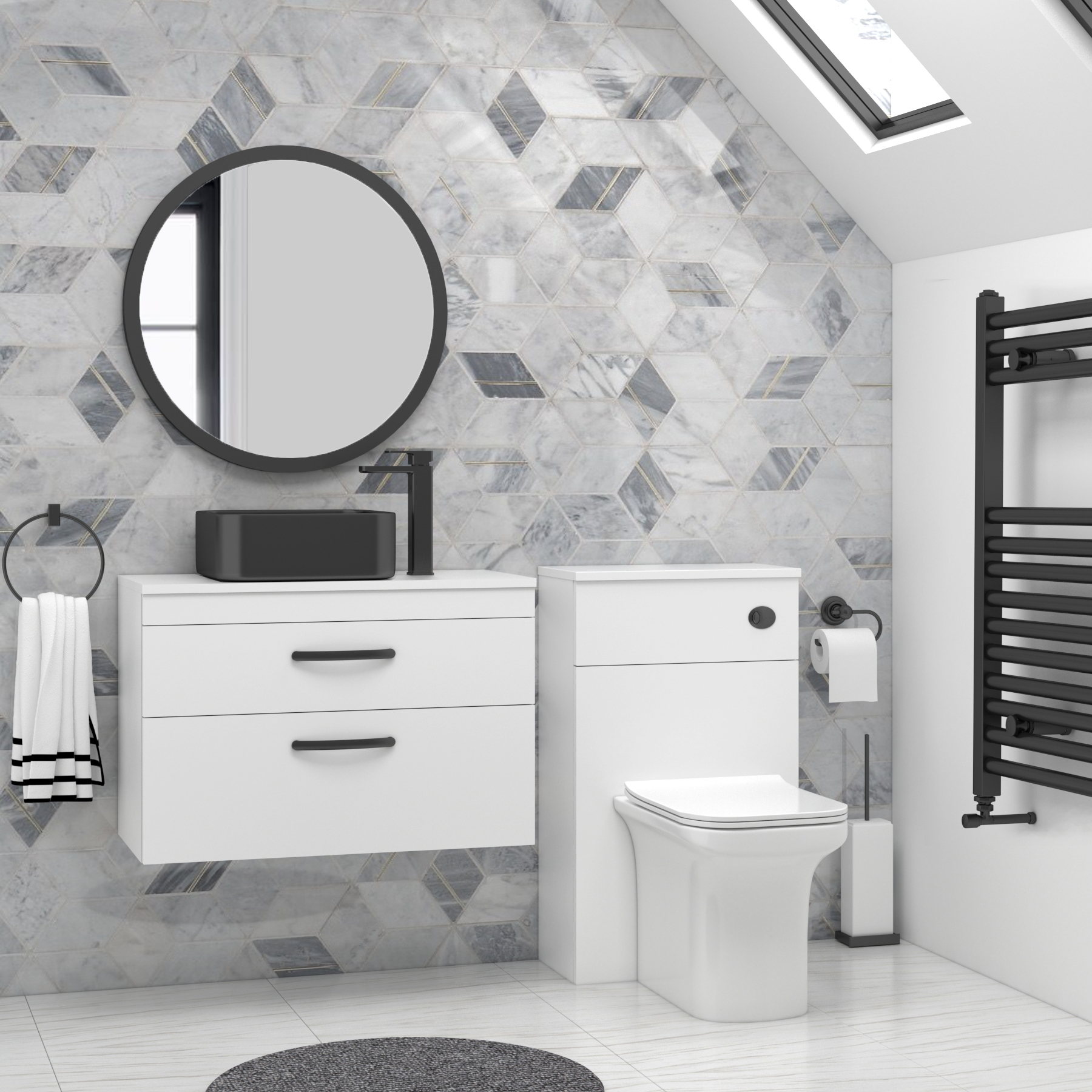 Turin 800mm Wall Hung Vanity Unit 2 Drawer Gloss White & optional Countertop Basin