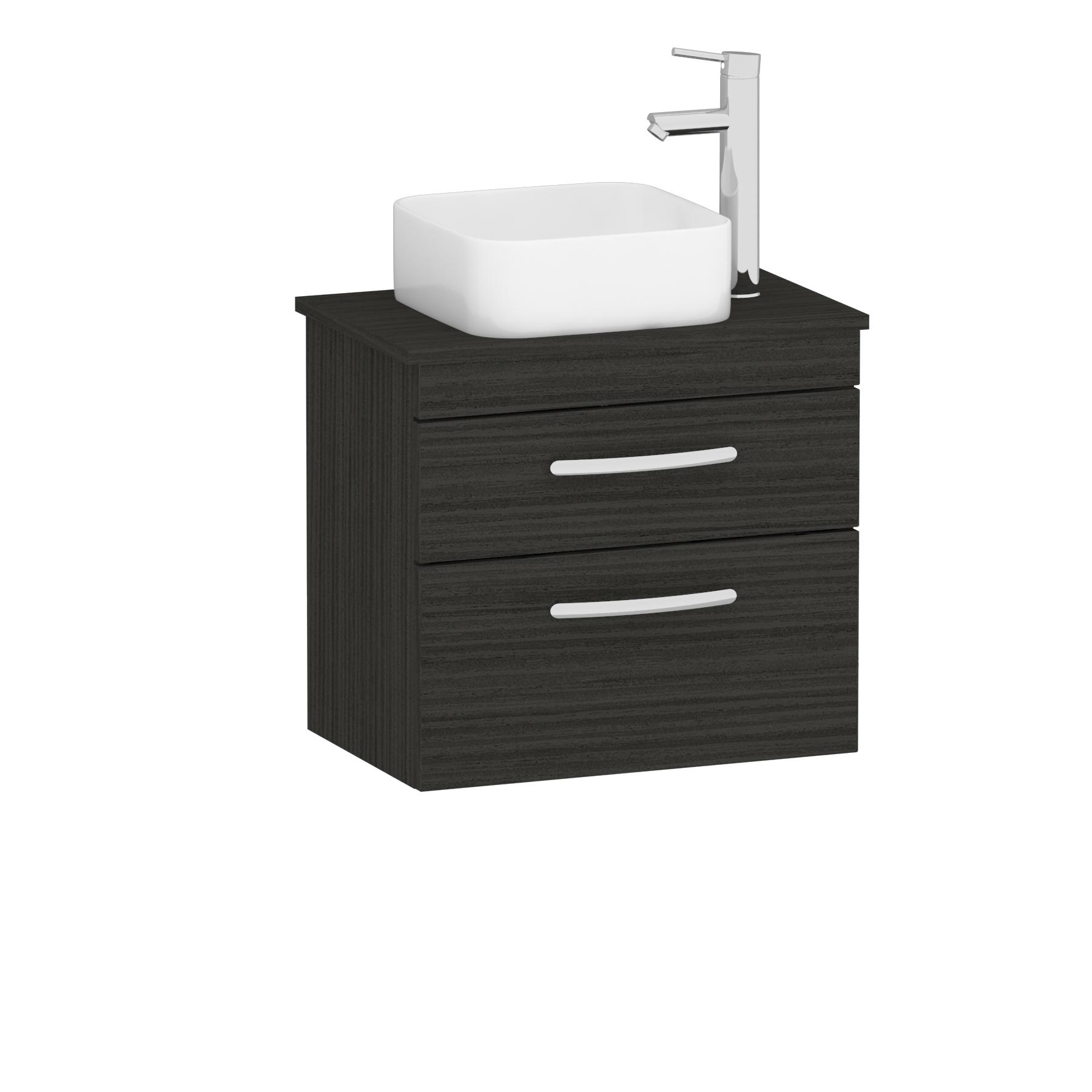600mm Wall Hung Vanity Unit 2 Drawer Hale Black & Elena Countertop Basin 