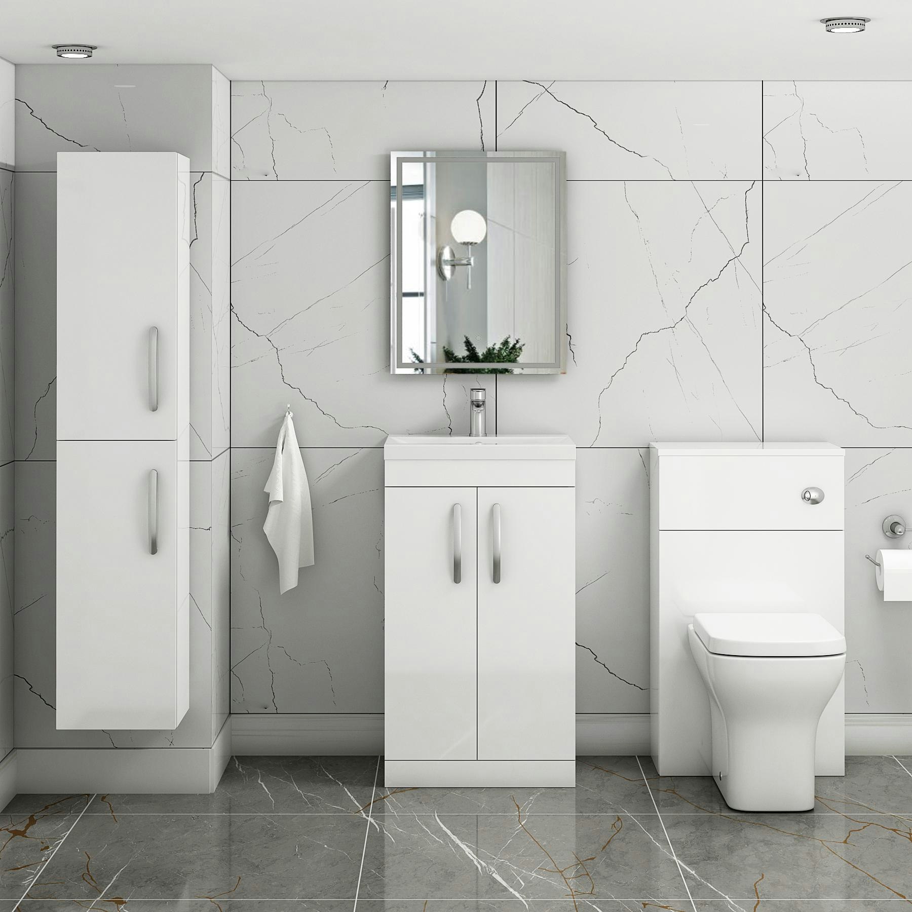 Turin 500mm Floor Standing Vanity Unit Sink 2 Door with MidEdge Basin