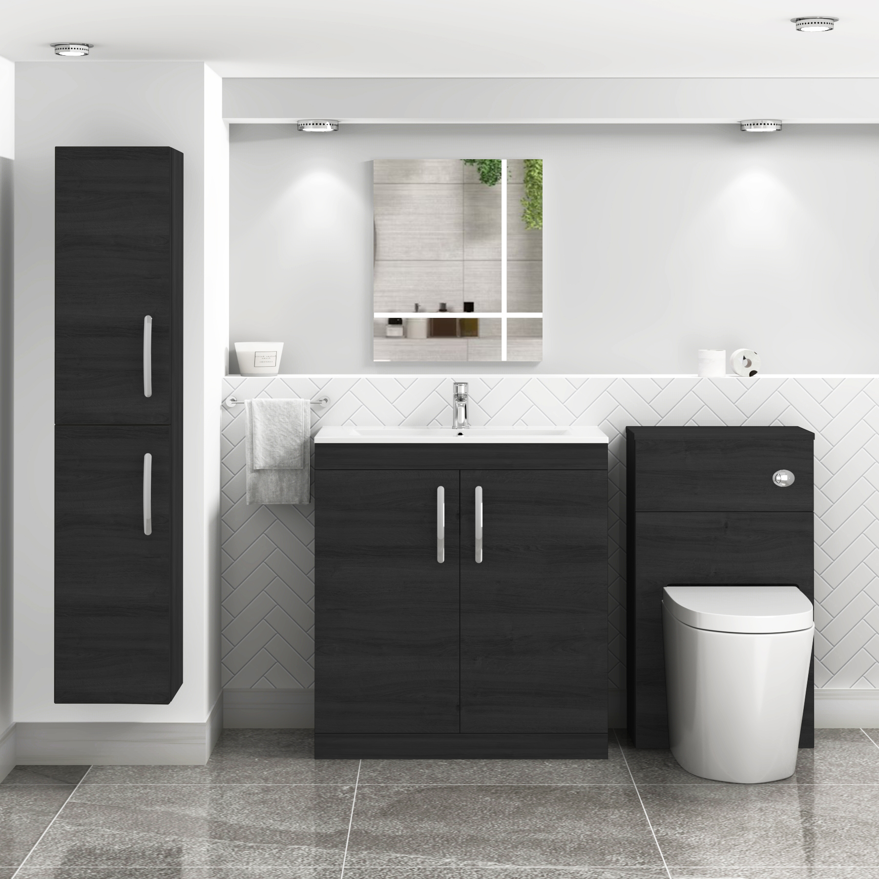 Turin 800mm Floor Standing Vanity Unit Hale Black 2 Door - Minimalist Basin
