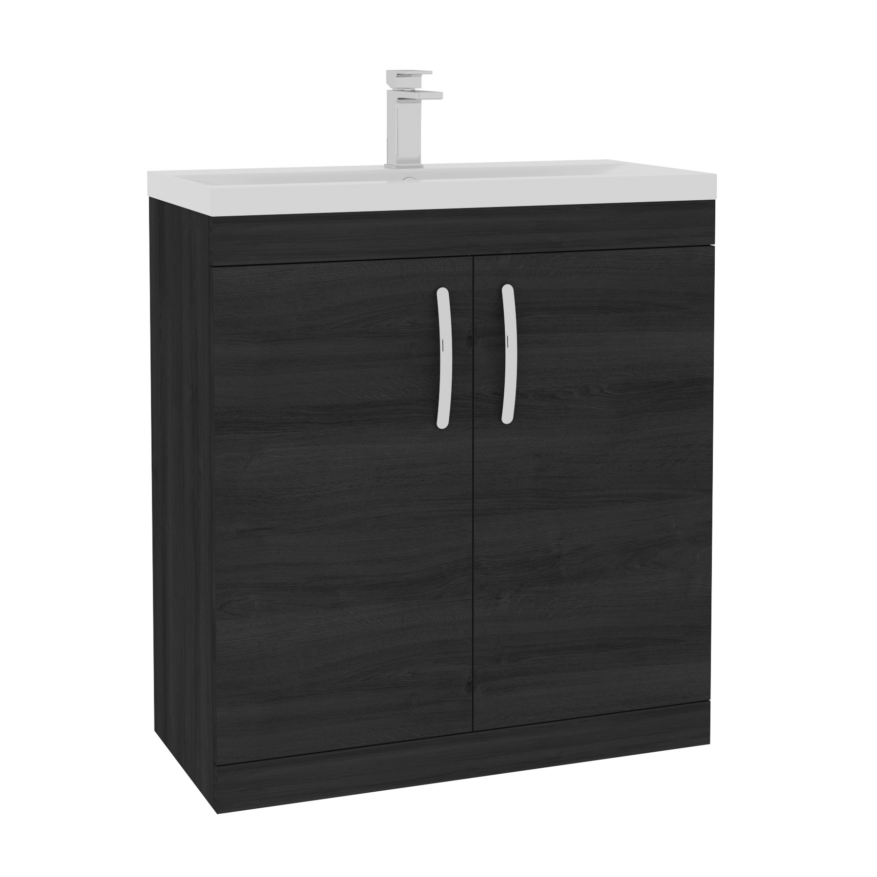 Turin 800mm Floor Standing Vanity Unit Sink 2 Door with Mid-Edge Basin ...