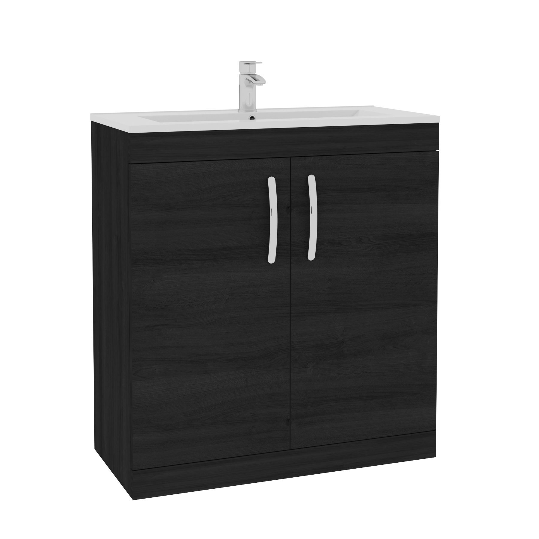 Turin 800mm Floor Standing Vanity Unit Hale Black 2 Door - Minimalist Basin
