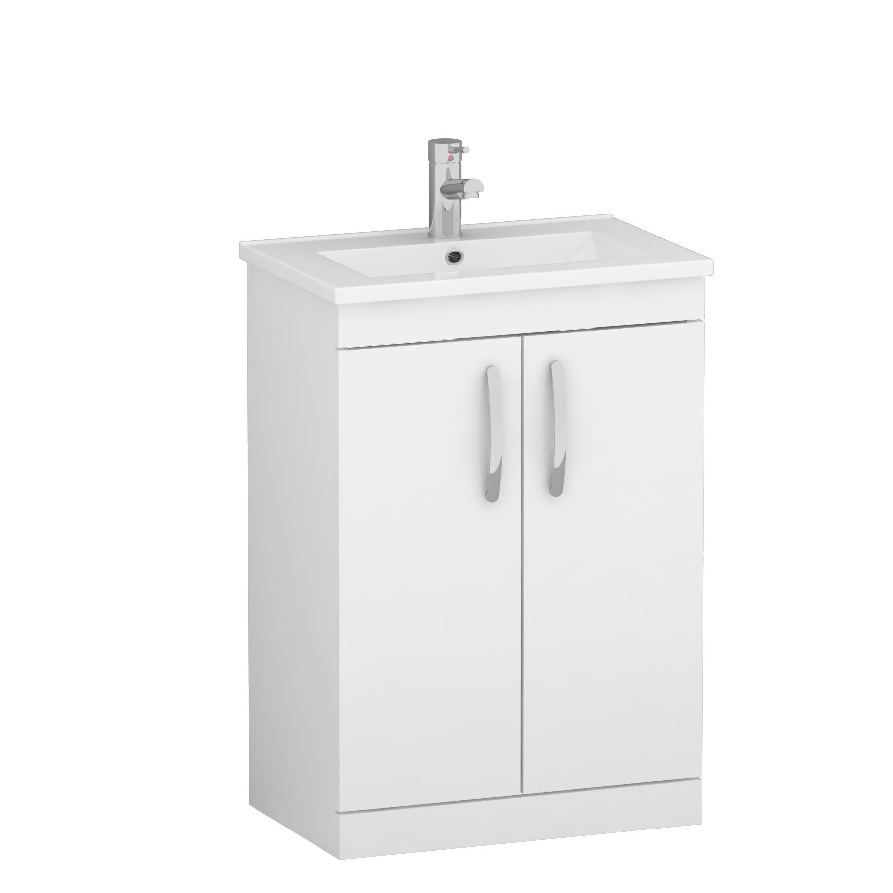 Turin 500mm Gloss White 2-Door Vanity Unit with Minimalist Basin and Close Coupled Toilet