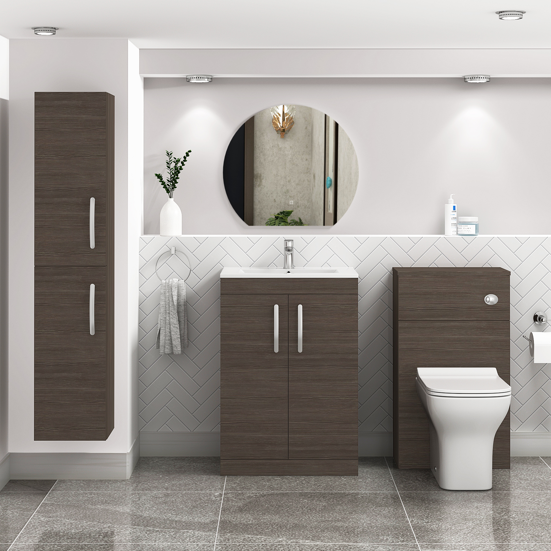 Turin 600mm Floor Standing Vanity Unit Sink 2 Door with Minimalist Basin - Multicolor