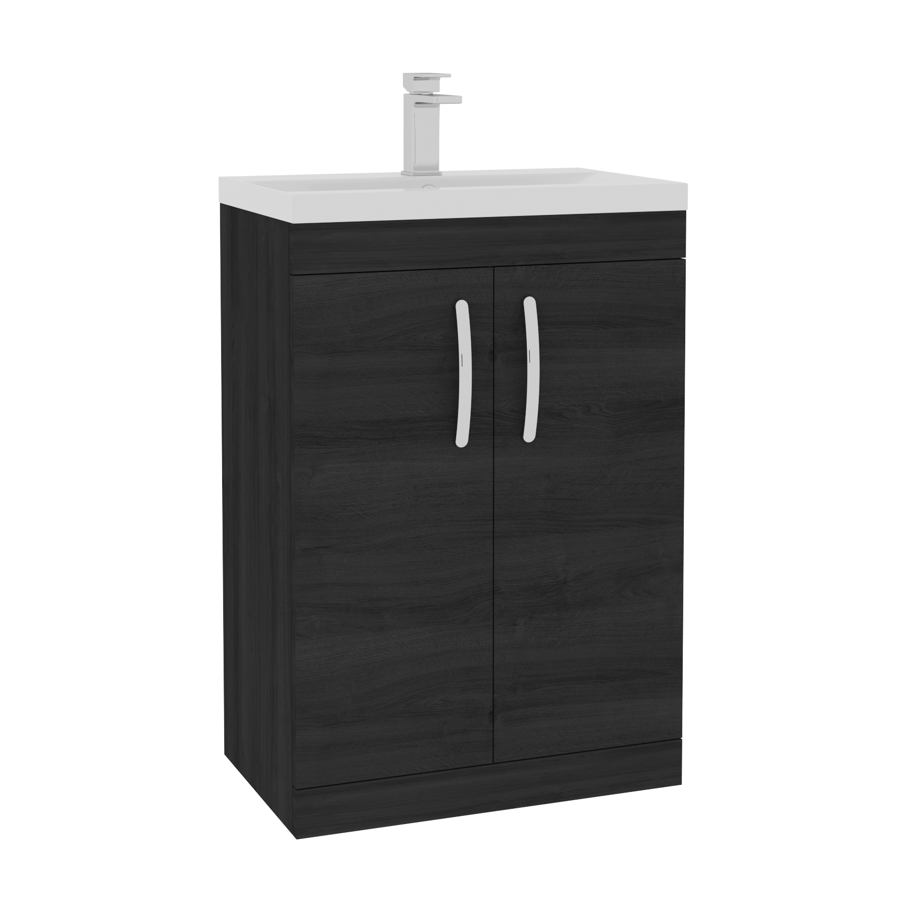 Turin 500 / 600mm Floor Standing Vanity Basin Unit Hale Black 2 Door - Optional Basin