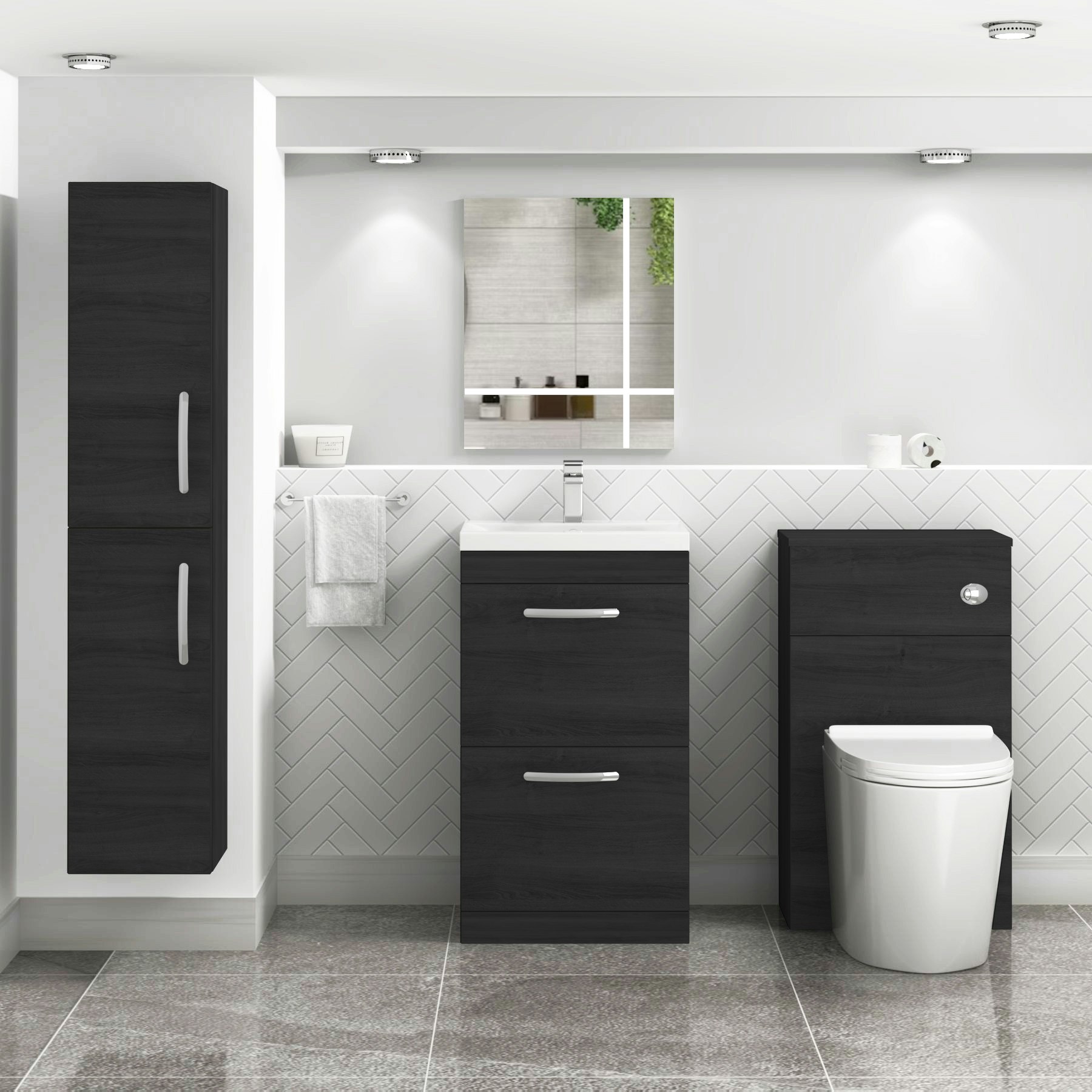 500mm Hale Black Floor Standing 2 Drawer Vanity Unit and Optional Basin