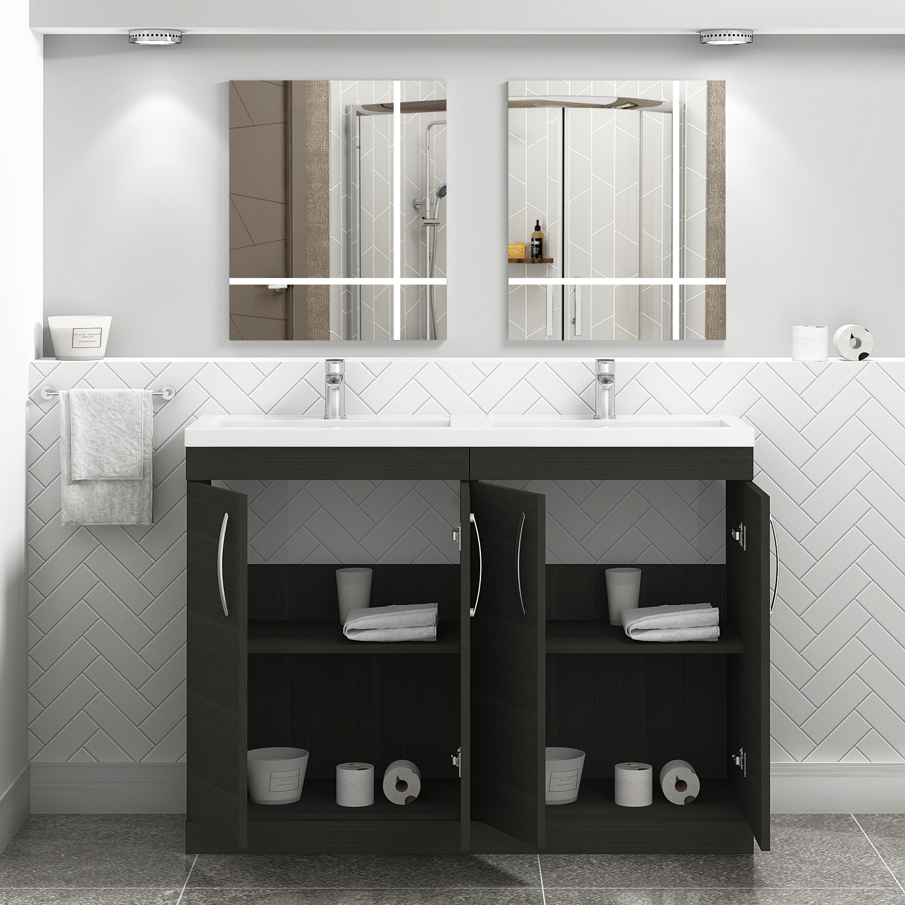 Modern black shop bathroom vanity