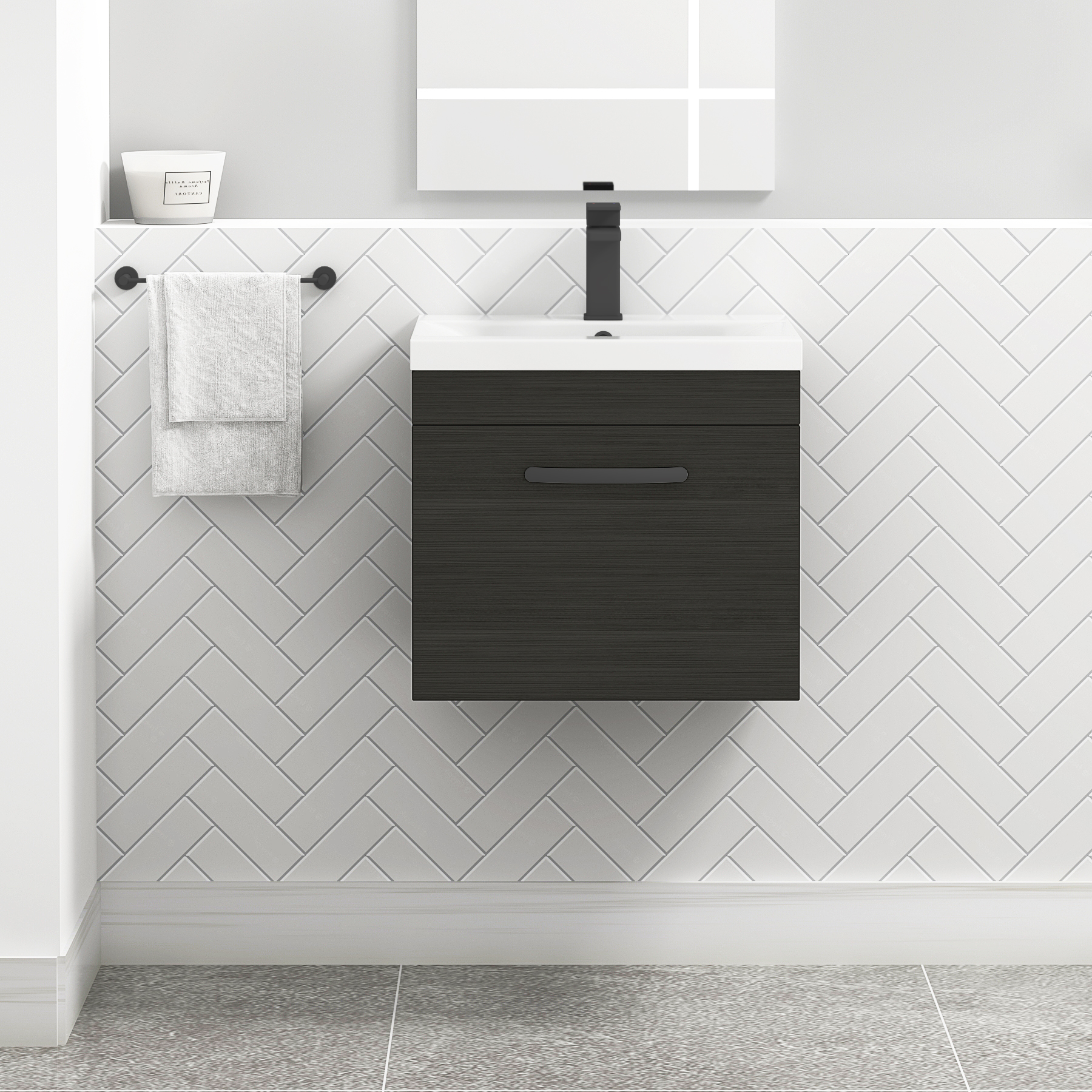 Turin Wall Hung 1 Drawer Vanity Unit - Multiple Sizes, Colours, Handles & Basins