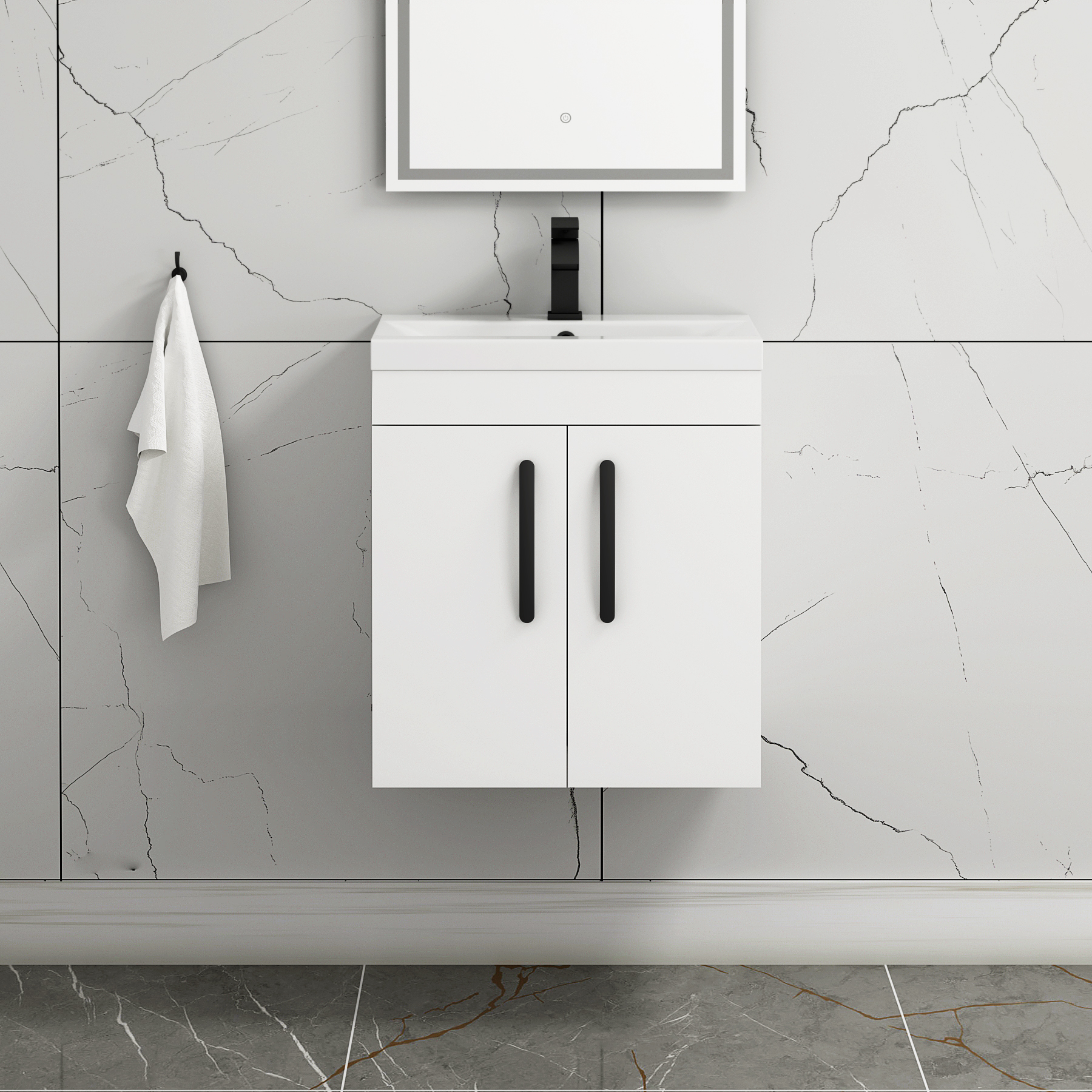 Turin Wall Hung 2 Door Vanity Unit - Multiple Sizes, Colours, Handles & Basins