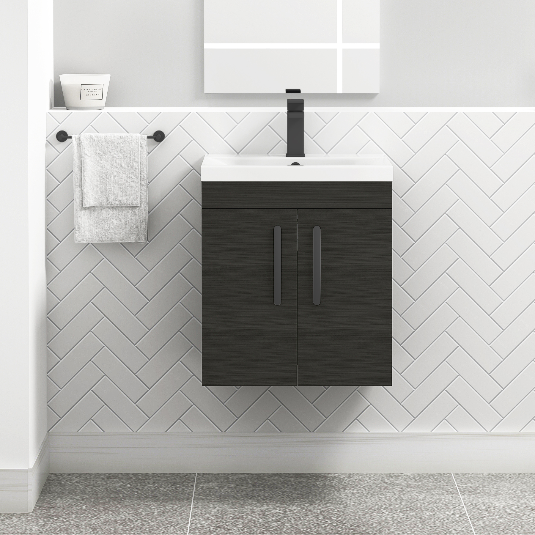 Turin Wall Hung 2 Door Vanity Unit - Multiple Sizes, Colours, Handles & Basins