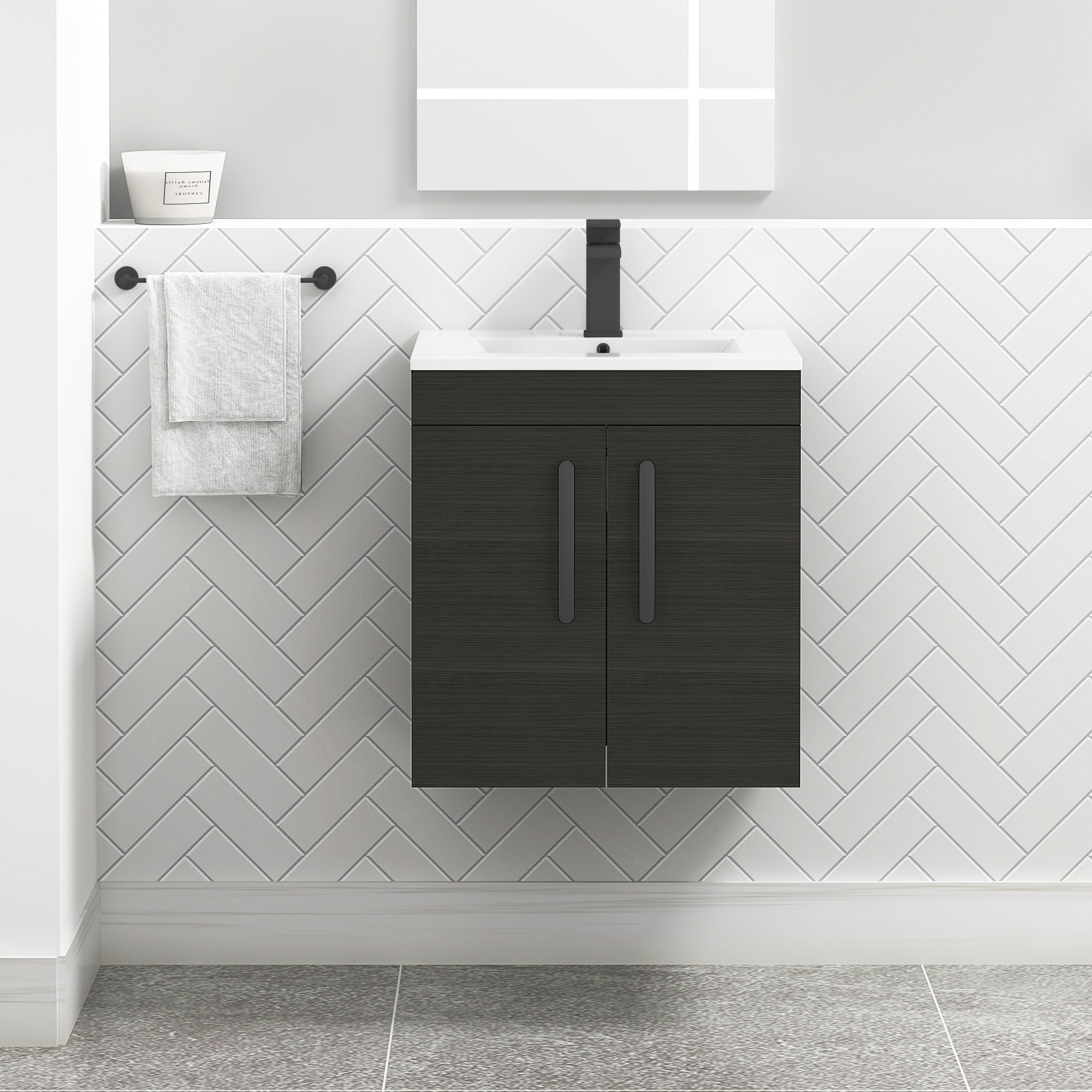 Turin Wall Hung 2 Door Vanity Unit - Multiple Sizes, Colours, Handles & Basins