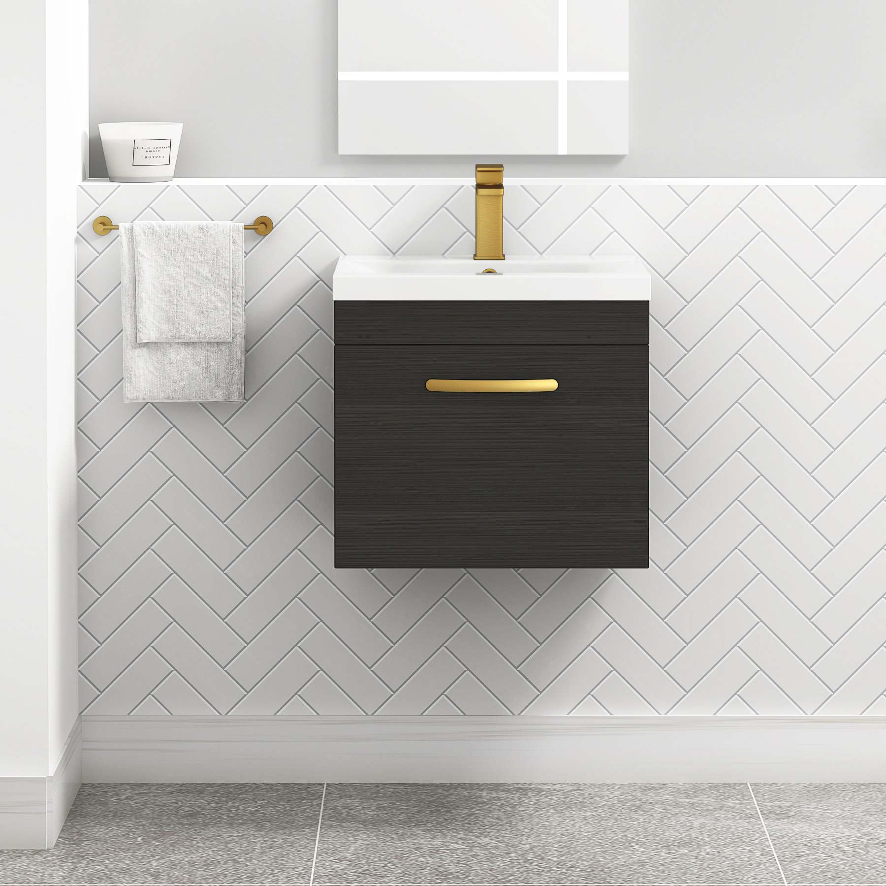 Turin Wall Hung 1 Drawer Vanity Unit - Multiple Sizes, Colours, Handles & Basins