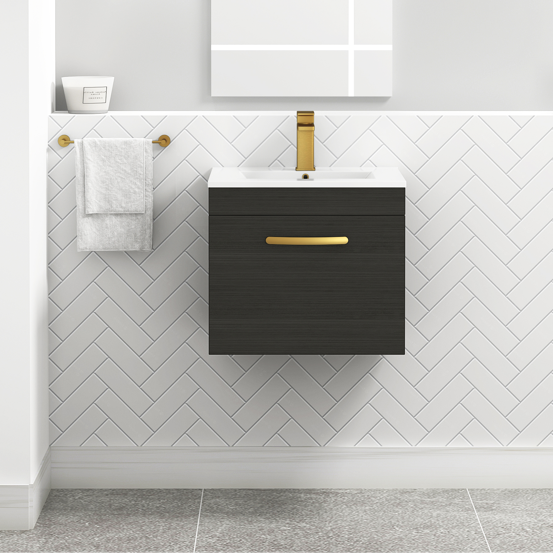 Turin Wall Hung 1 Drawer Vanity Unit - Multiple Sizes, Colours, Handles & Basins