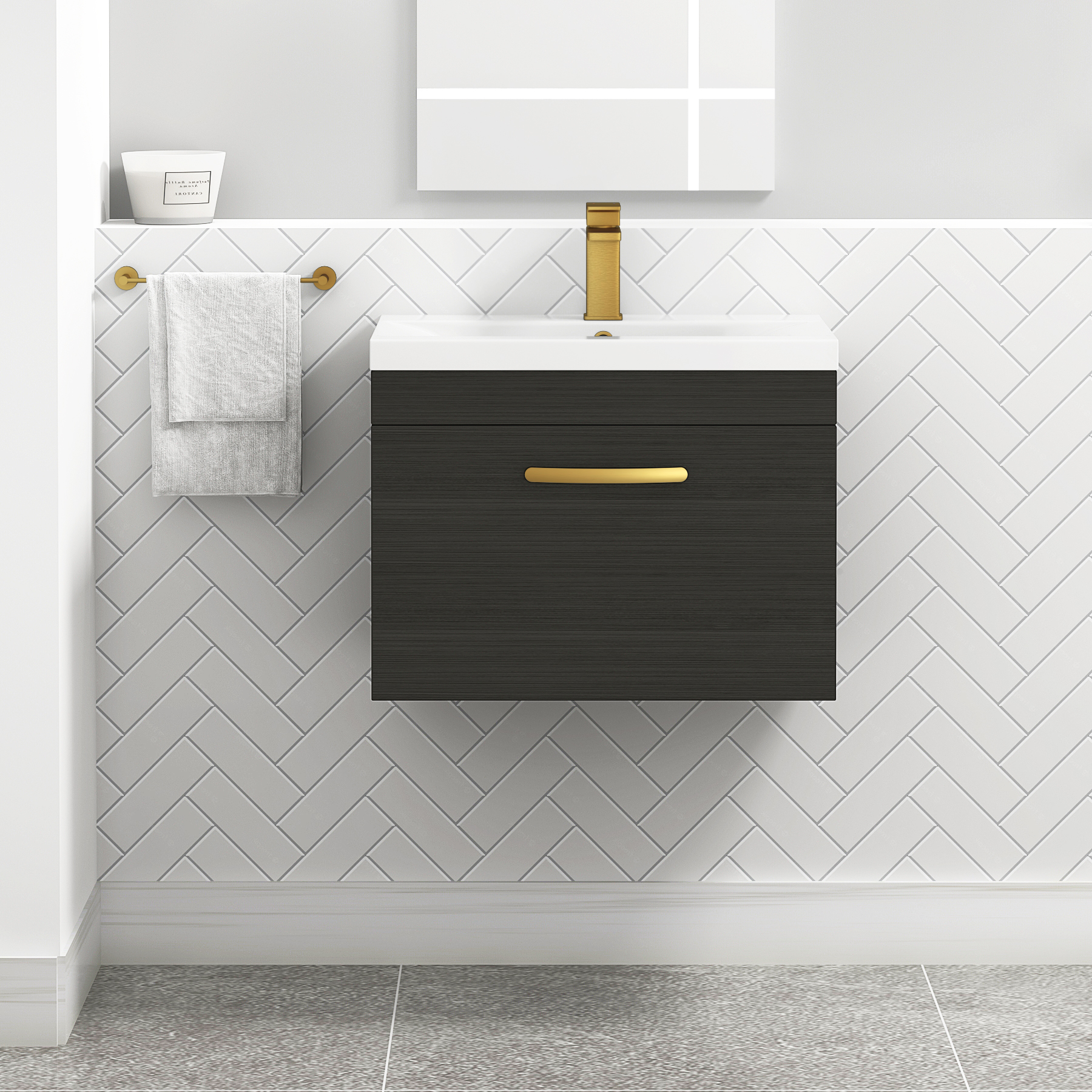 Turin Wall Hung 1 Drawer Vanity Unit - Multiple Sizes, Colours, Handles & Basins