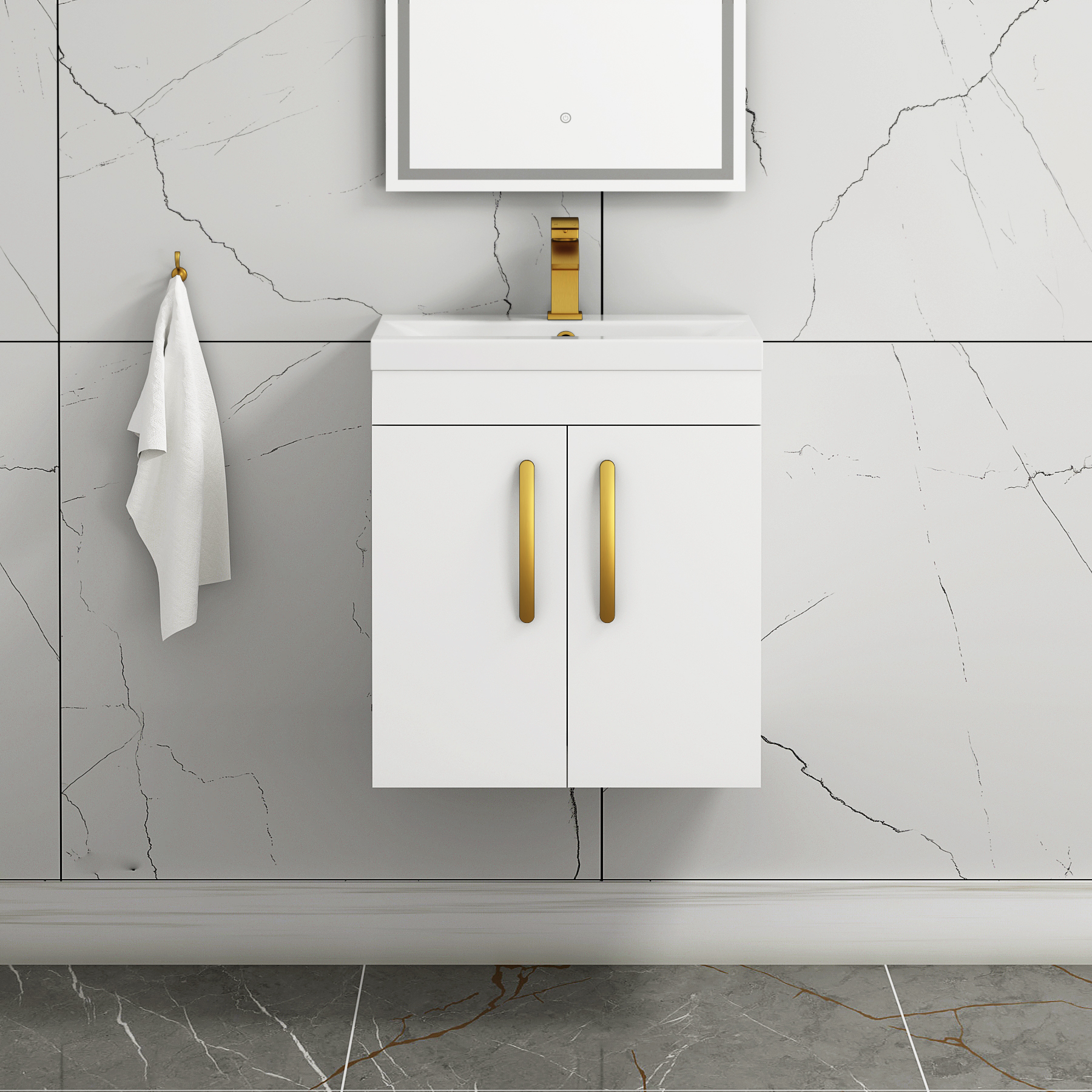 Turin Wall Hung 2 Door Vanity Unit - Multiple Sizes, Colours, Handles & Basins