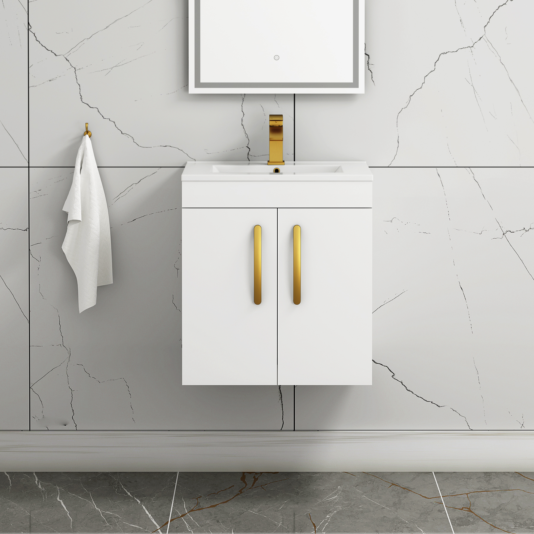 Turin Wall Hung 2 Door Vanity Unit - Multiple Sizes, Colours, Handles & Basins