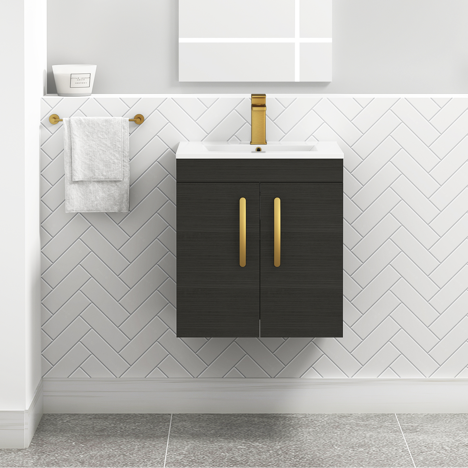 Turin Wall Hung 2 Door Vanity Unit - Multiple Sizes, Colours, Handles & Basins