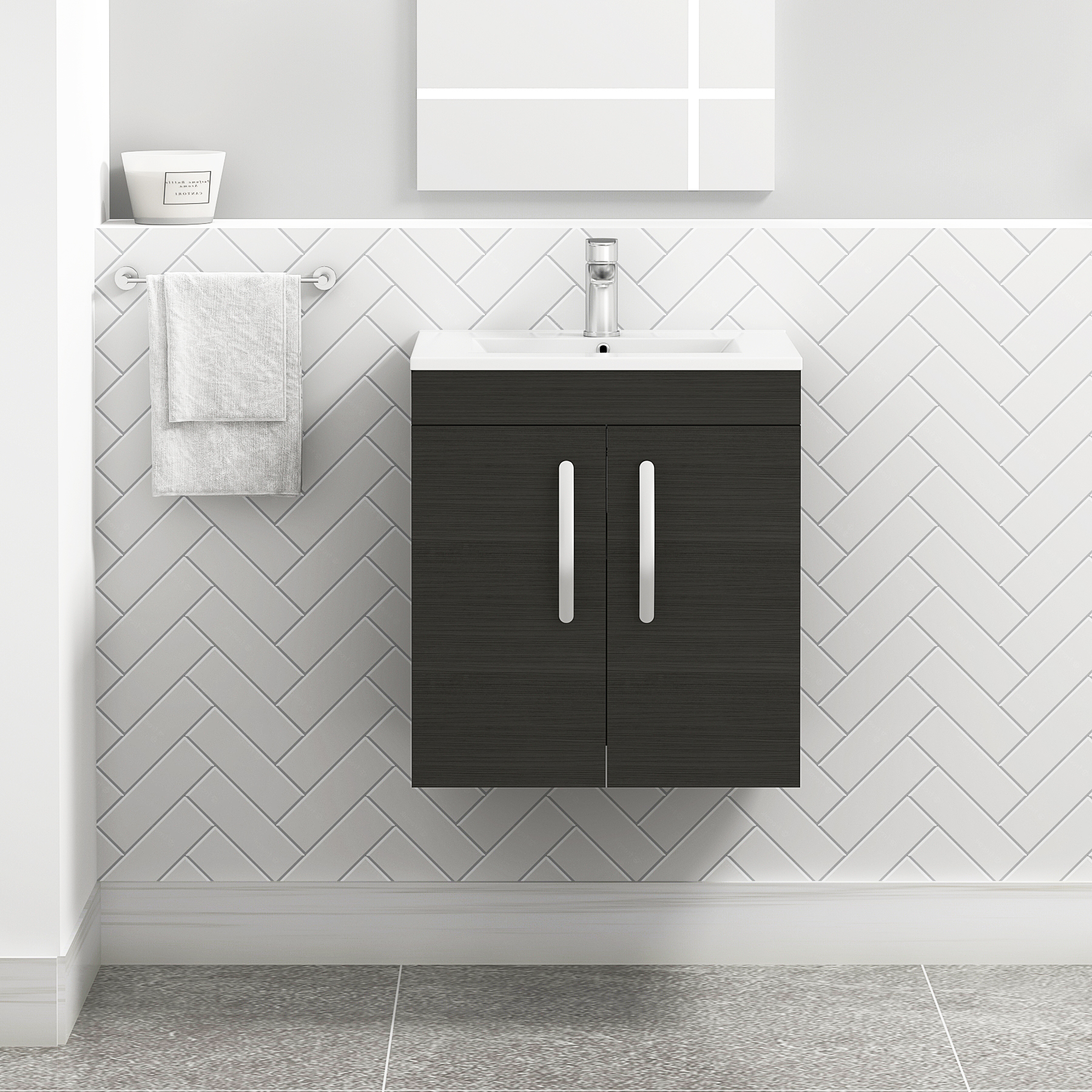Turin Wall Hung 2 Door Vanity Unit - Multiple Sizes, Colours, Handles & Basins
