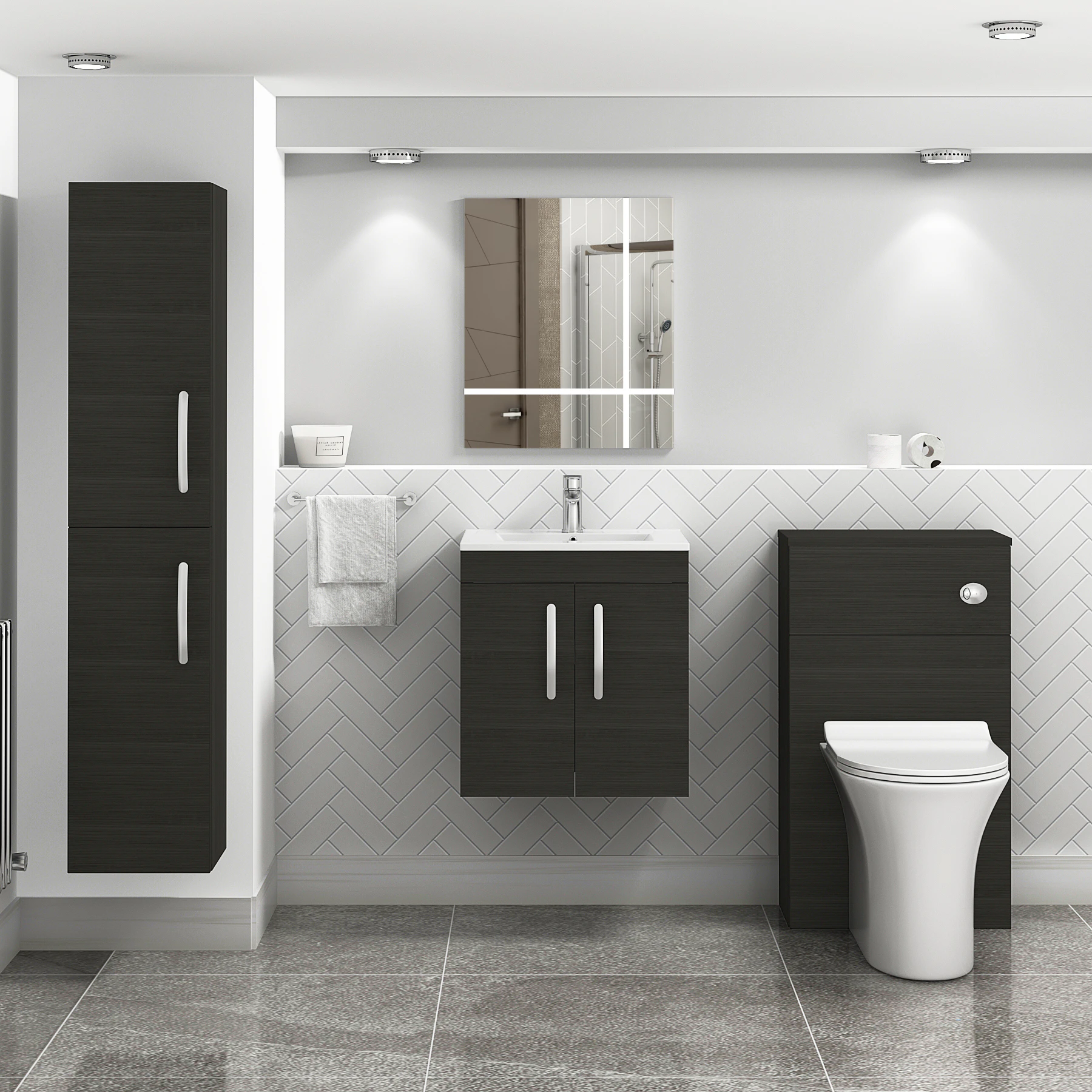 Turin Hale Black 2 Door Wall Hung Vanity Unit with Minimalist Basin ...