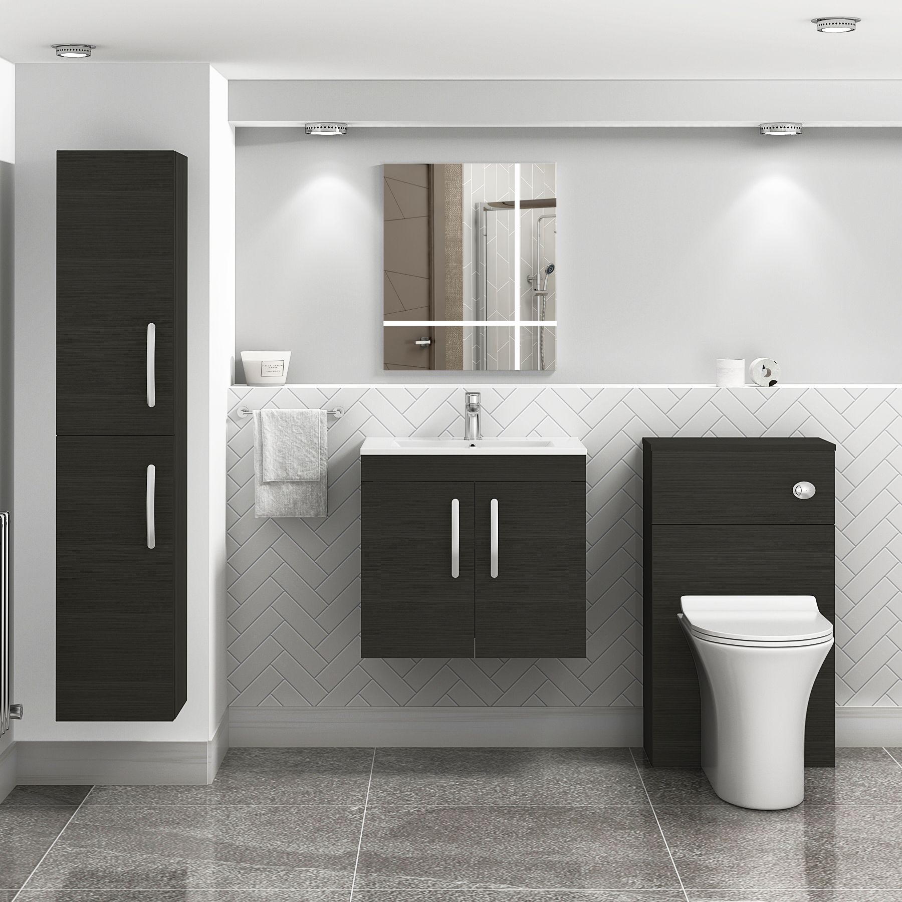 Turin 500/600/800mm Wall Hung Vanity Unit Sink 2 Door with Minimalist Basin - Multicolor