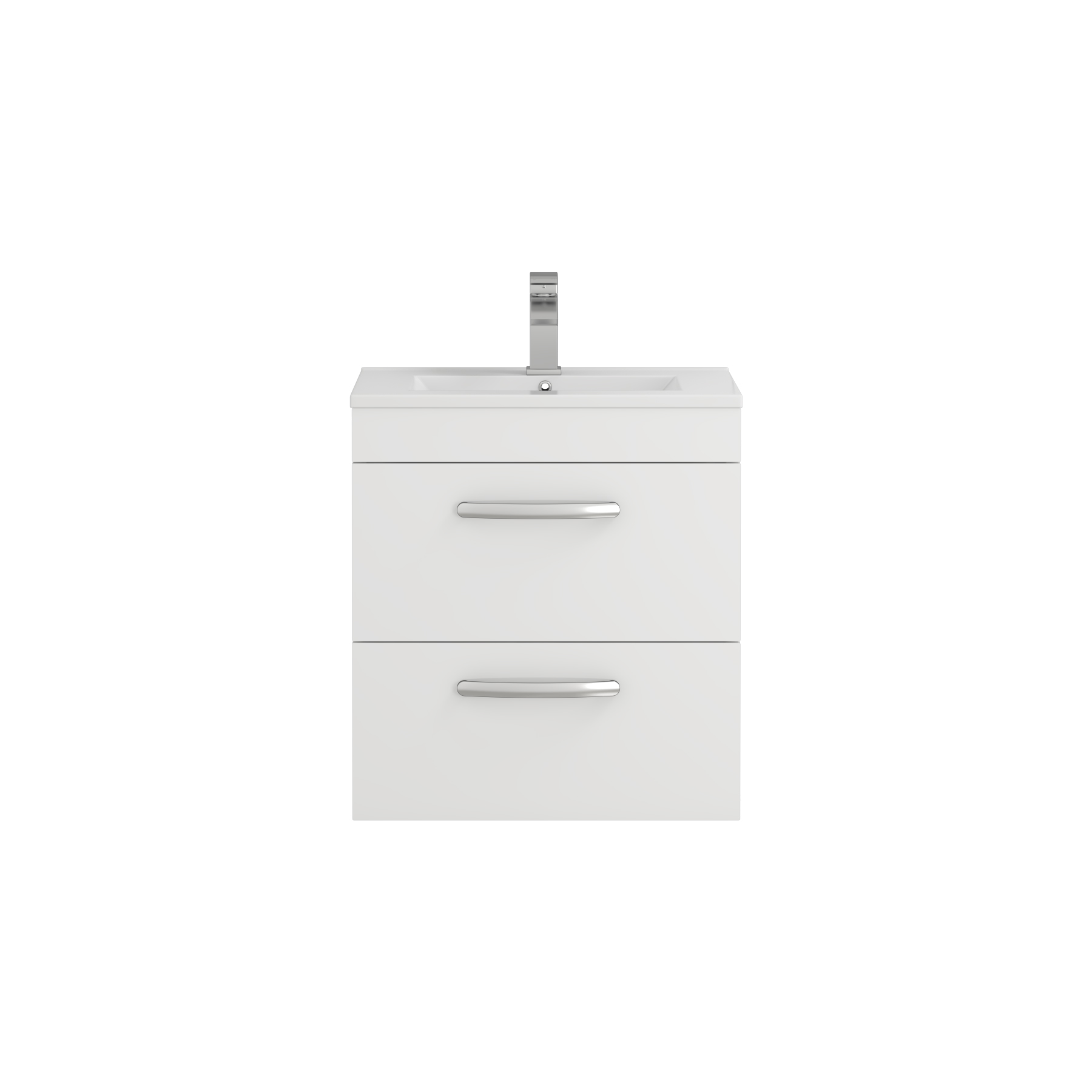 Turin 500mm Wall Hung Vanity Unit Gloss White 2 Drawer - Minimalist Sink Unit