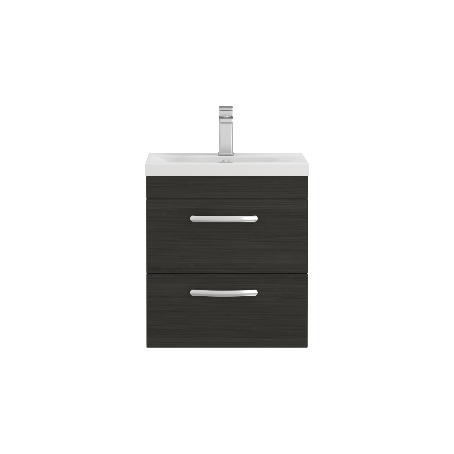  500mm Hale Black Wall Hung 2 Drawer Vanity Unit and Optional Basin - Mid Edge / Minimalist