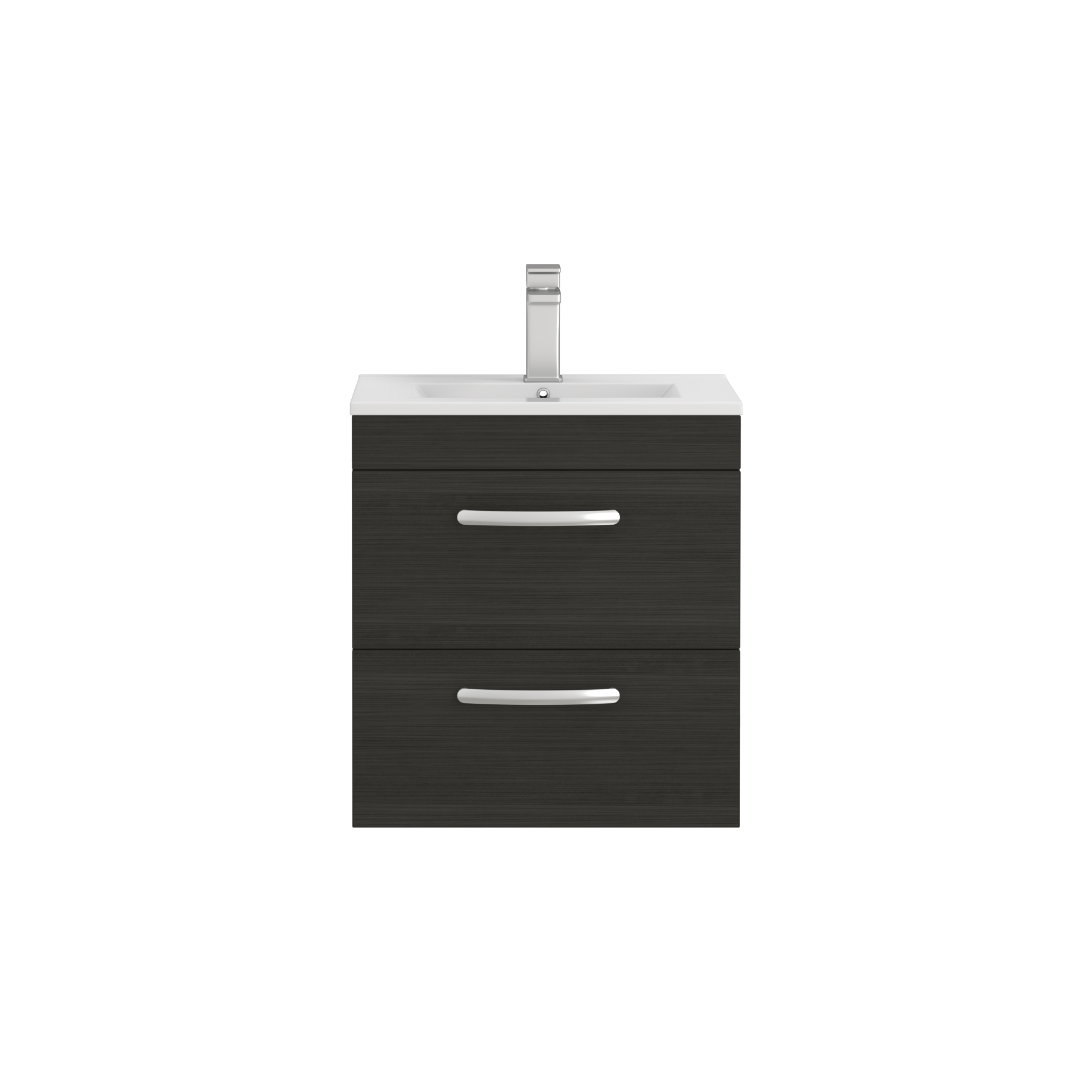 Turin 500mm Wall Hung Vanity Unit Hale Black 2 Drawer - Minimalist Sink Unit