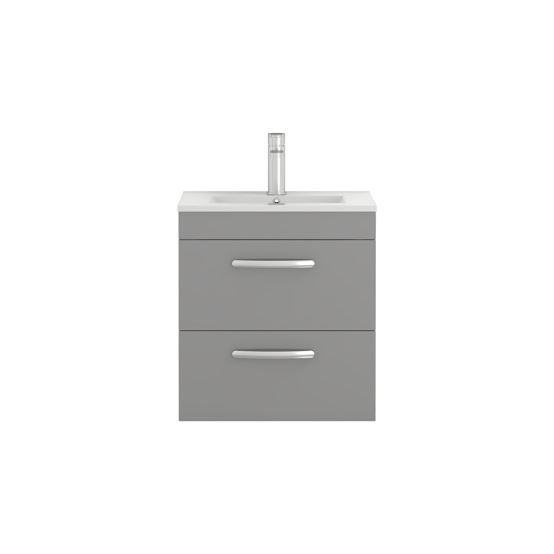 Turin 500mm Wall Hung Vanity Unit Indigo Grey Gloss 2 Drawer - Minimalist Sink Unit