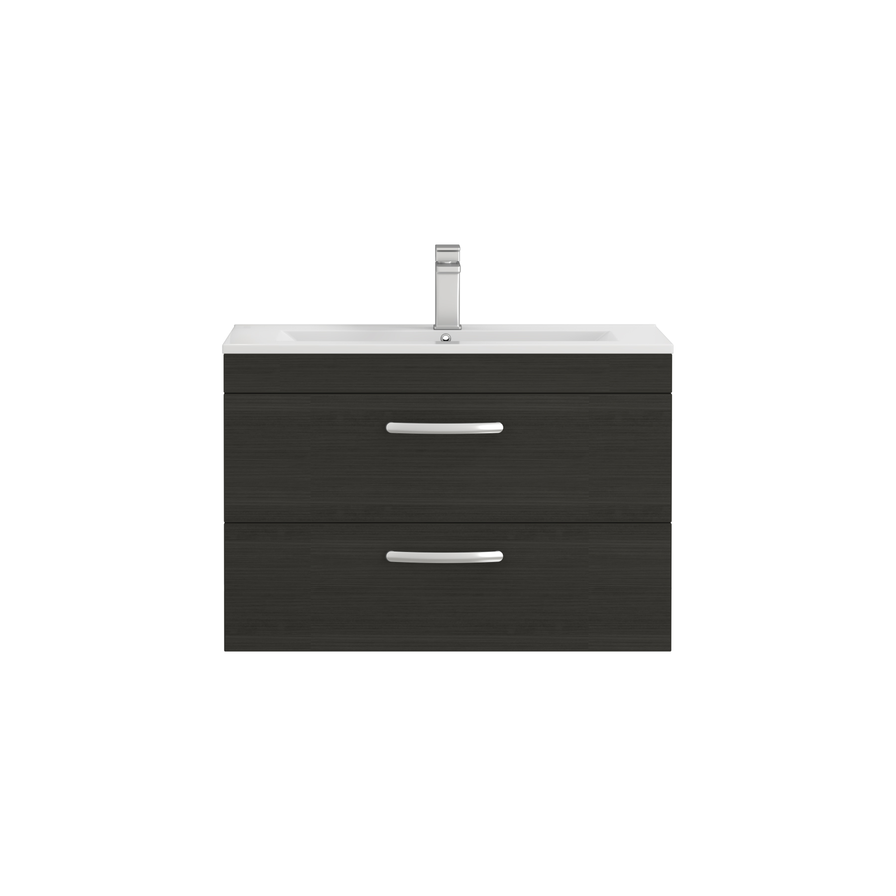 Turin 800mm Wall Hung Vanity Unit Hale Black 2 Drawer - Minimalist Sink Unit