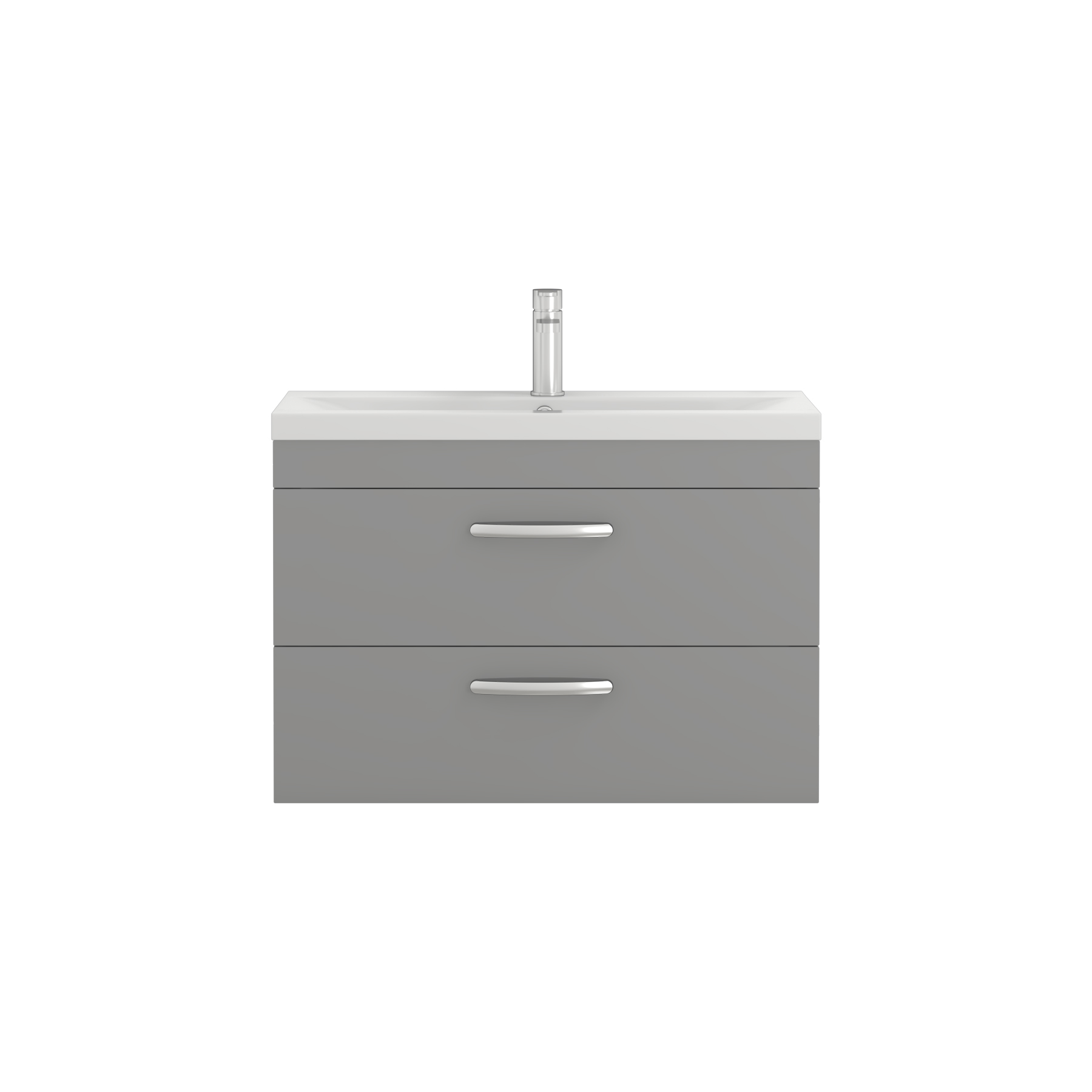  800mm Indigo Grey Gloss Wall Hung 2 Drawer Vanity Unit and Optional Basin - Mid Edge / Minimalist