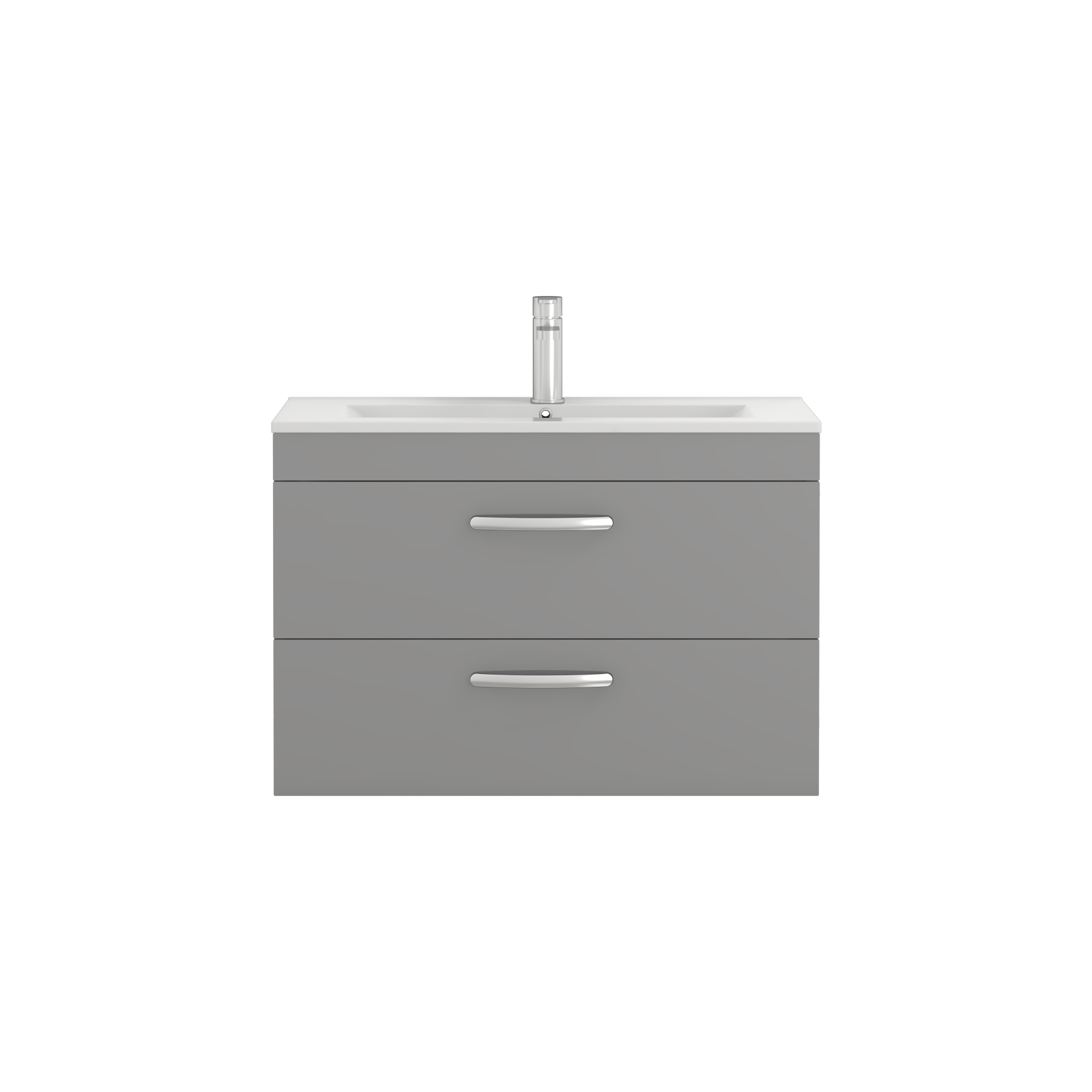 Turin 800mm Wall Hung Vanity Unit Indigo Grey Gloss 2 Drawer - Minimalist Sink Unit