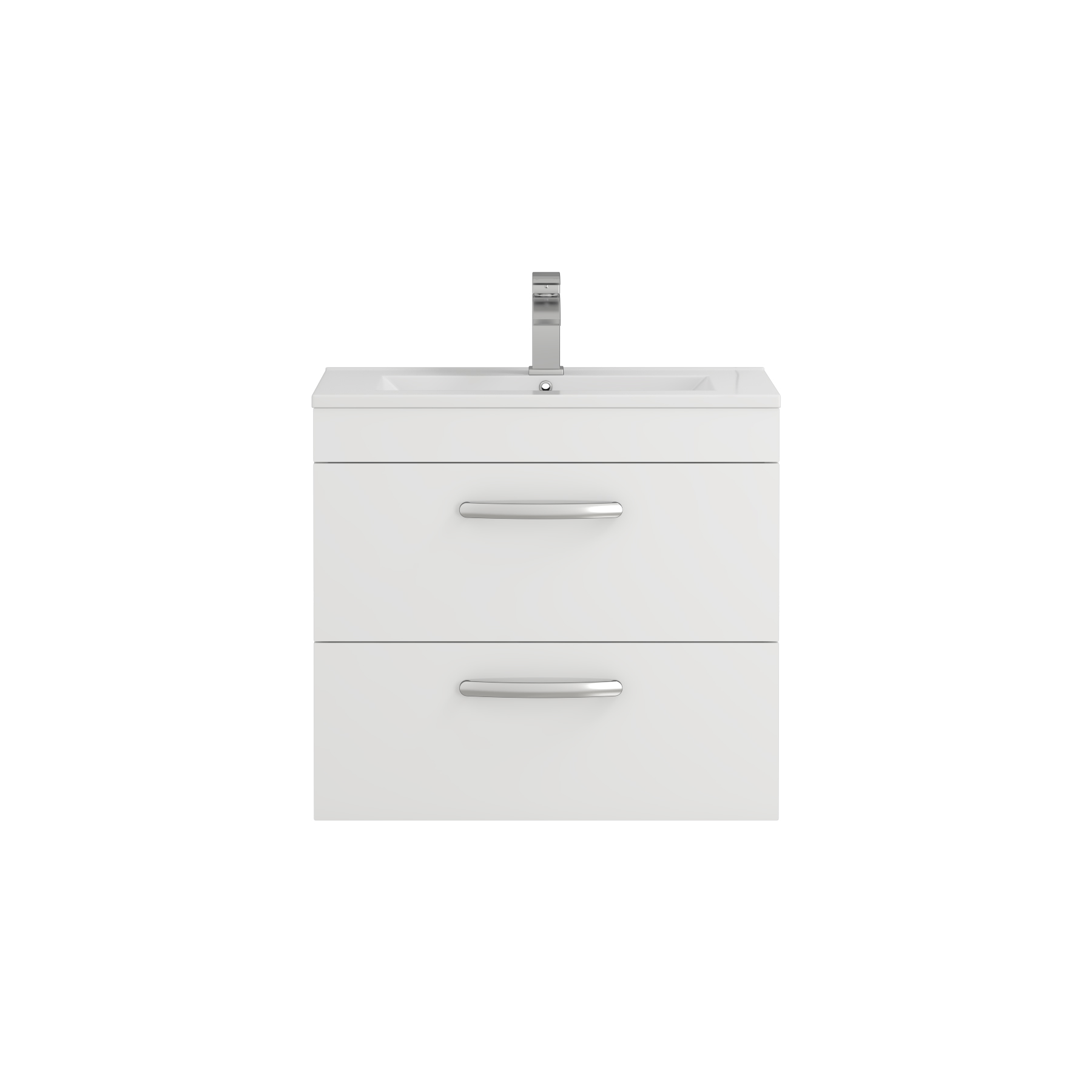 Turin 600mm Wall Hung Vanity Unit Gloss White 2 Drawer - Minimalist Sink Unit