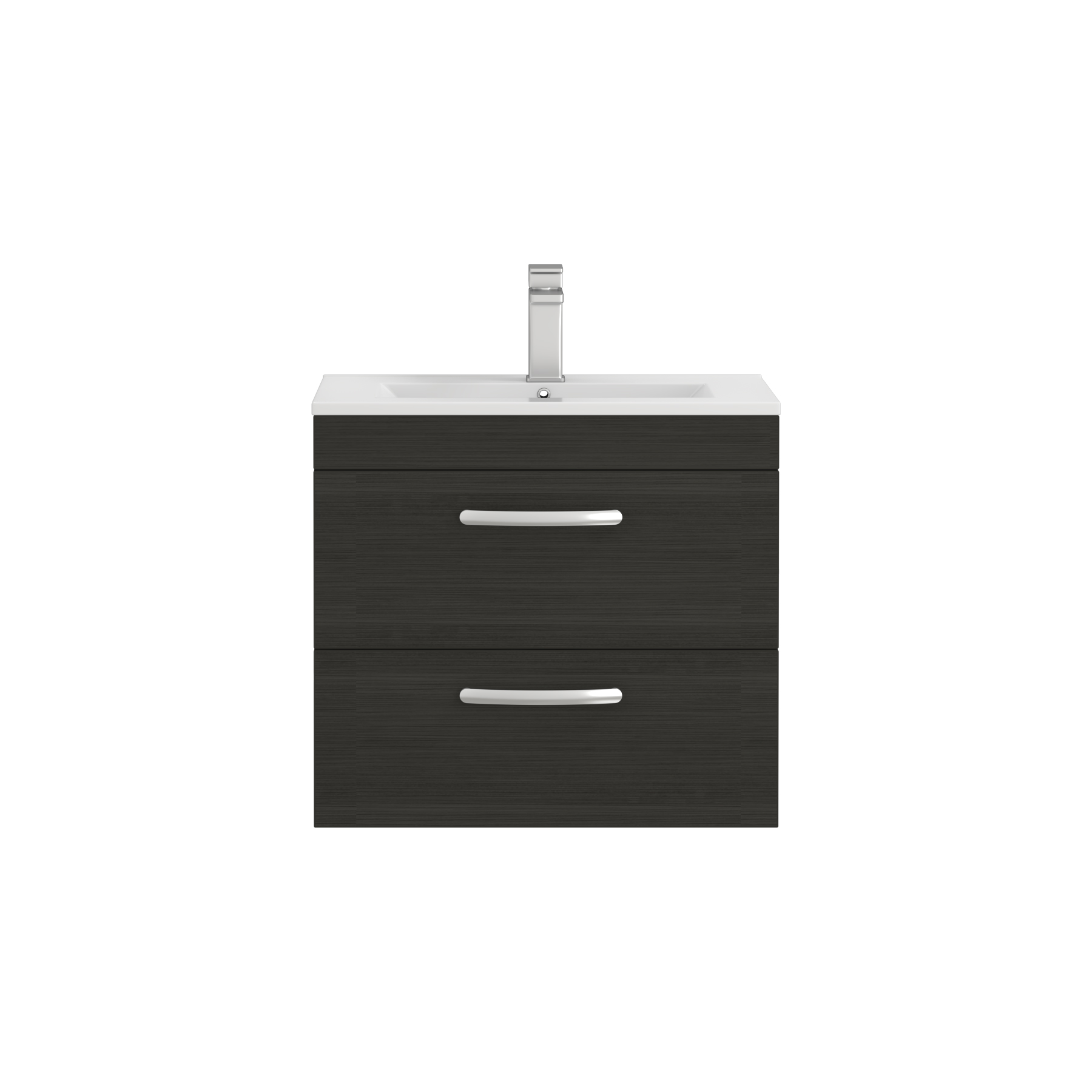 Turin 600mm Wall Hung Vanity Unit Hale Black 2 Drawer - Minimalist Sink Unit