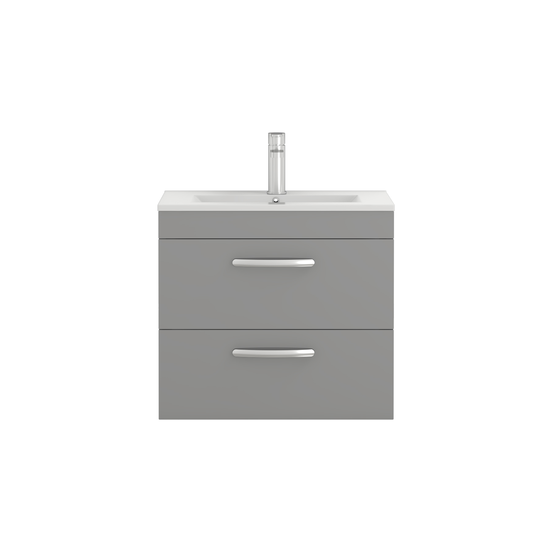 Turin 600mm Wall Hung Vanity Unit Indigo Grey Gloss 2 Drawer - Minimalist Sink Unit